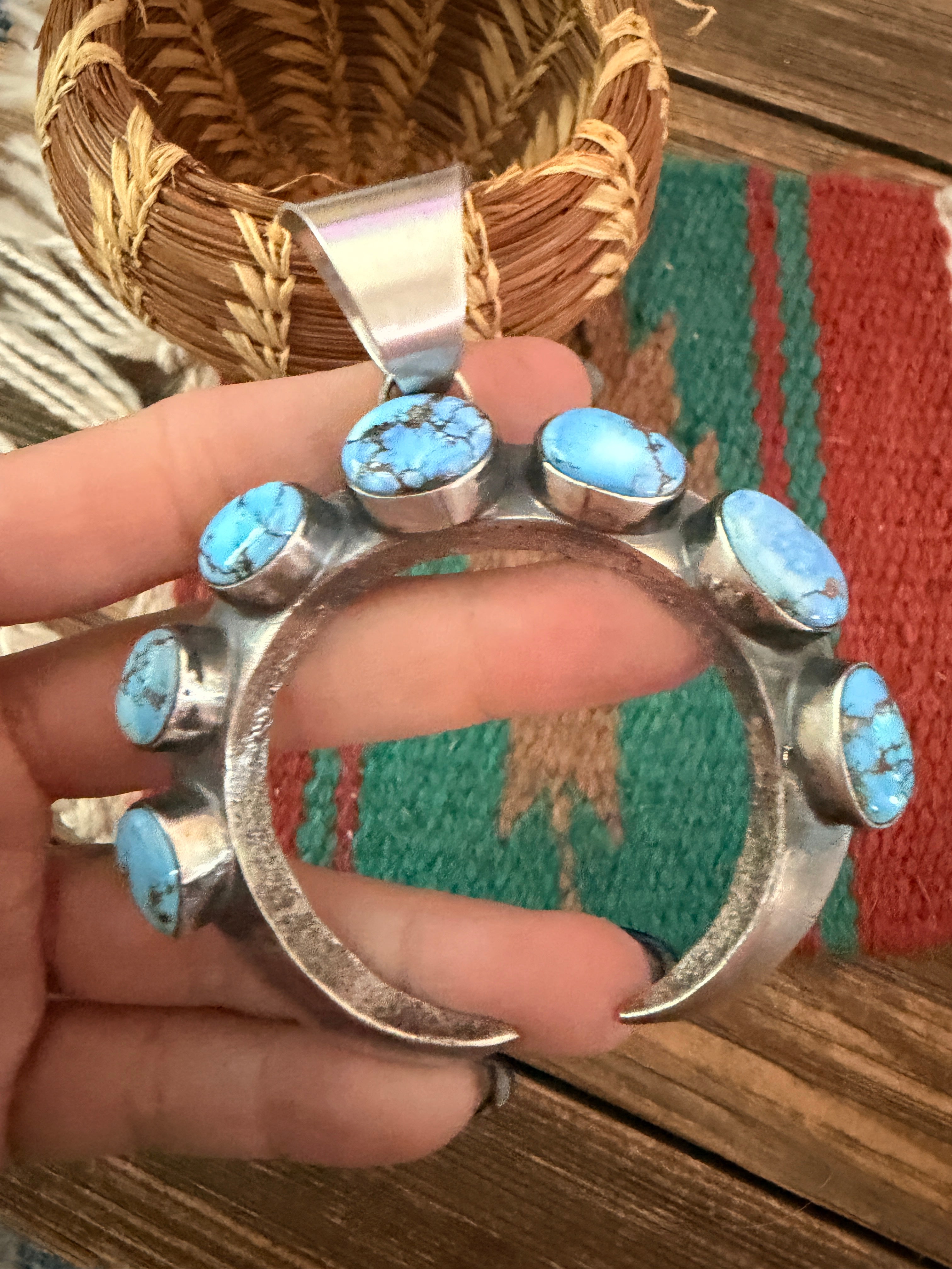Handcrafted Sterling Silver & Golden Hills Turquoise Naja Pendant by Chimney Butte
