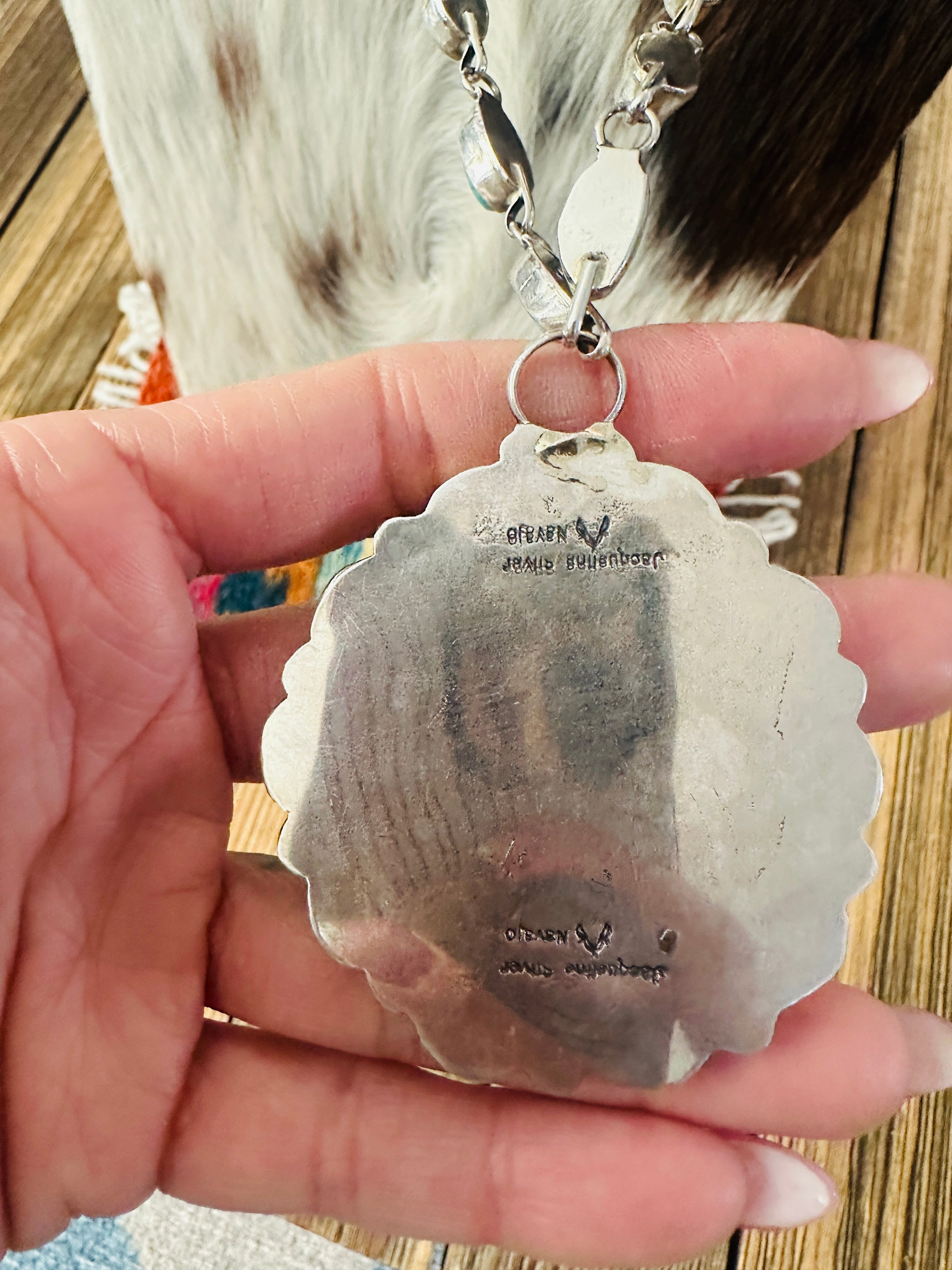 Handcrafted Turquoise & Sterling Silver Cluster Necklace by Jacqueline Silver