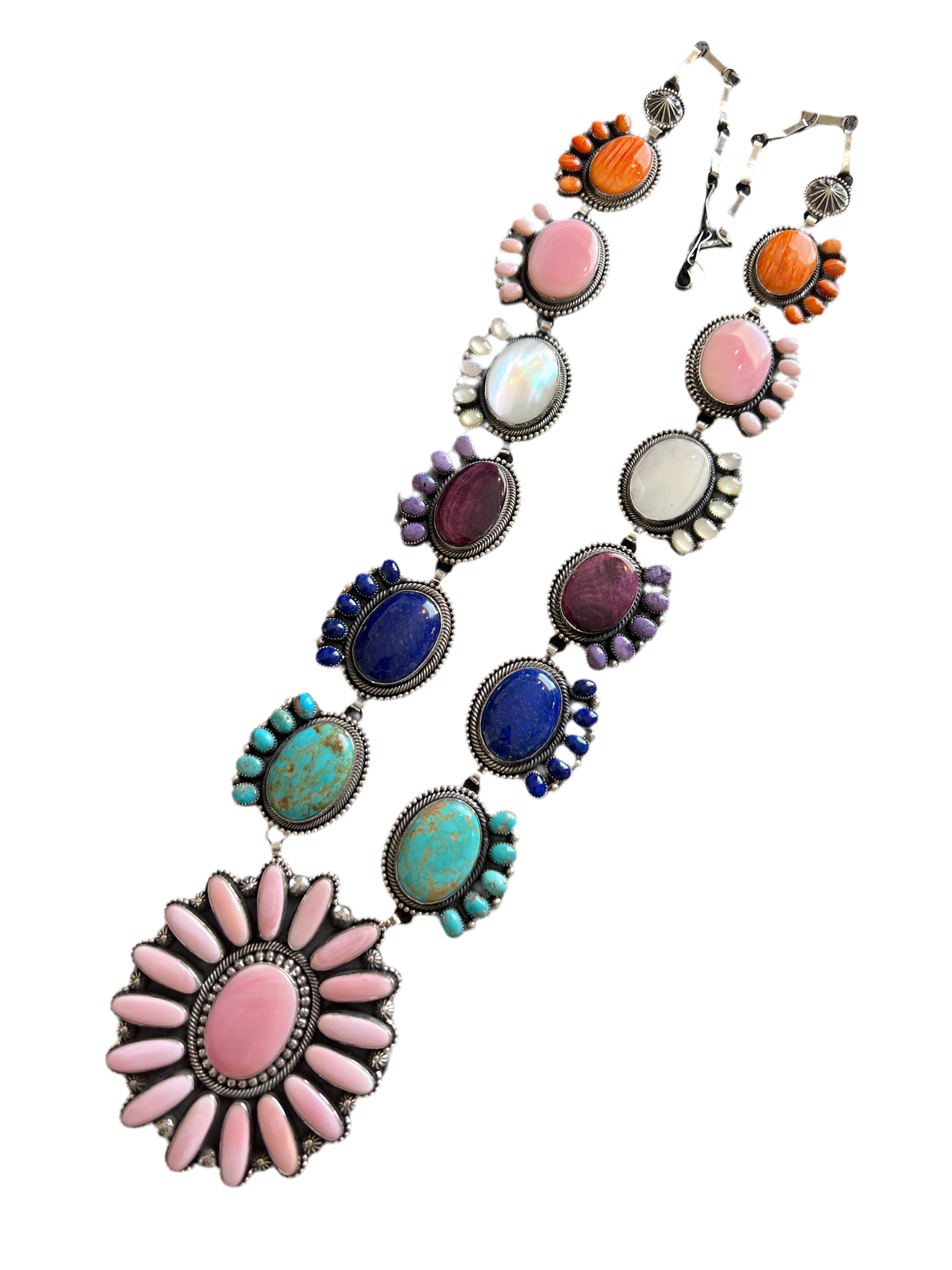 Tequila Sunrise Handcrafted Sterling Silver and Multi Stone Necklace by Hemerson Brown