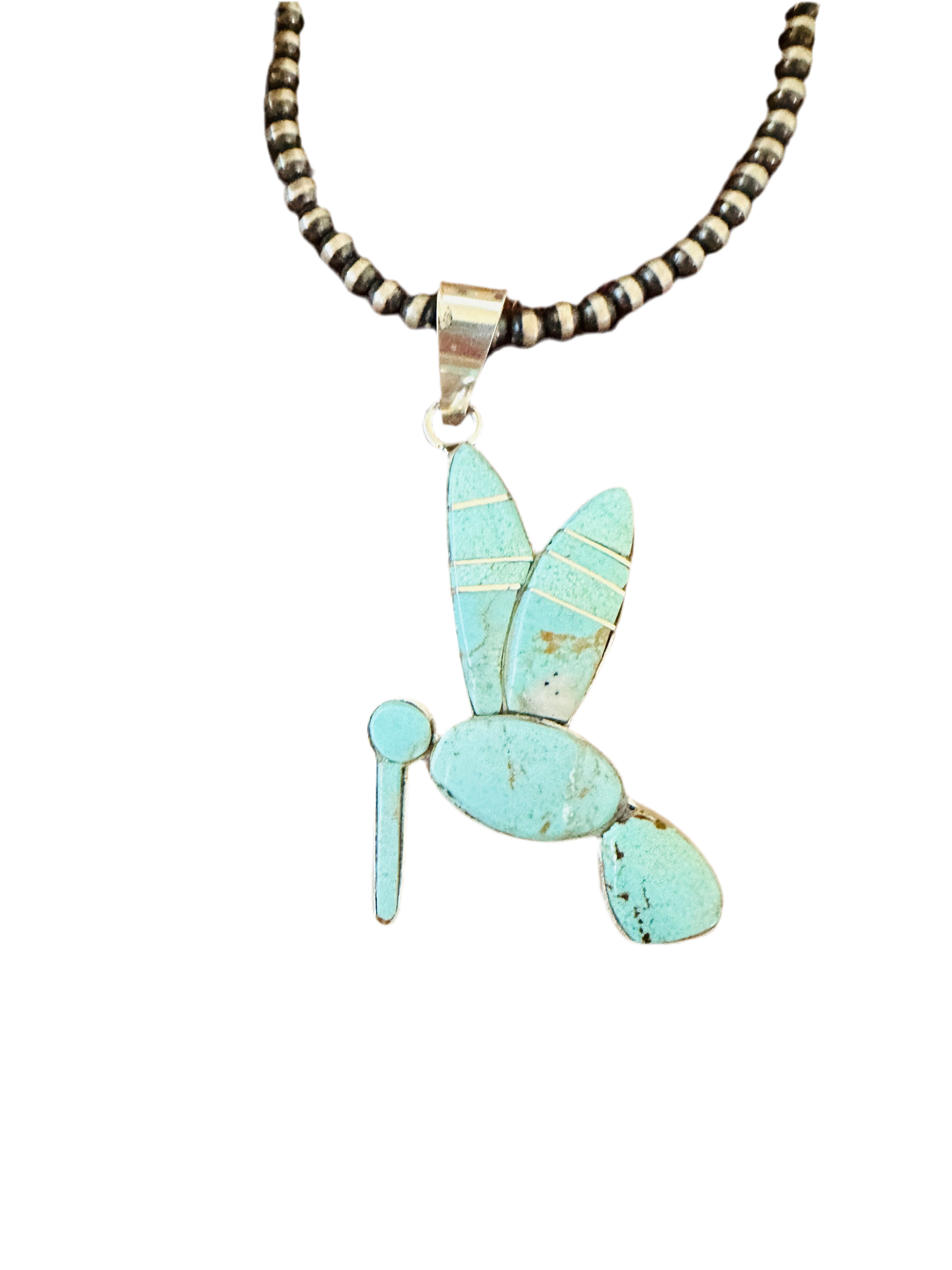 Handcrafted Sterling Silver & Turquoise Inlay Dragonfly Pendant