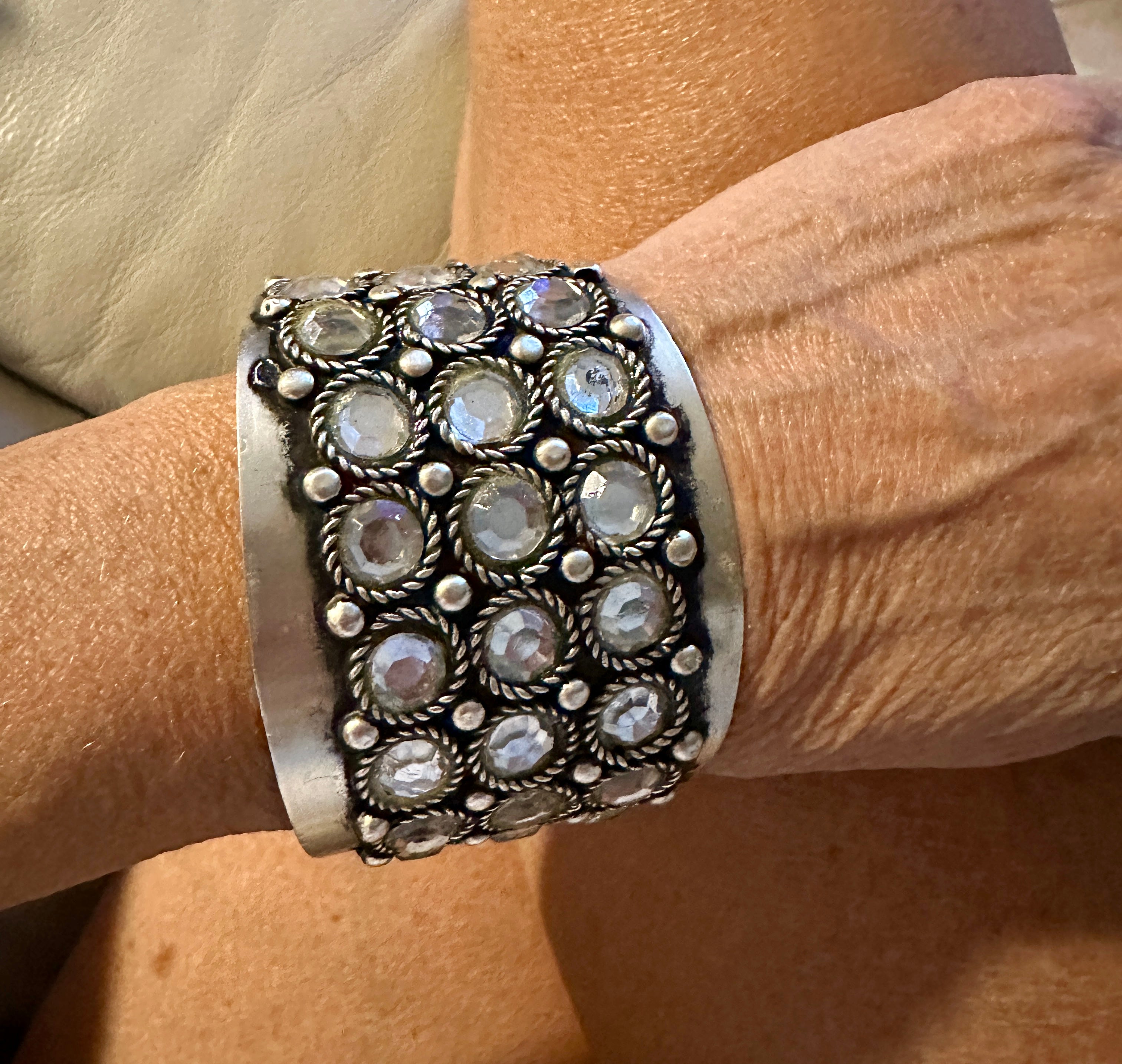 Silver-Plated Brass CZ Cuff Bracelet