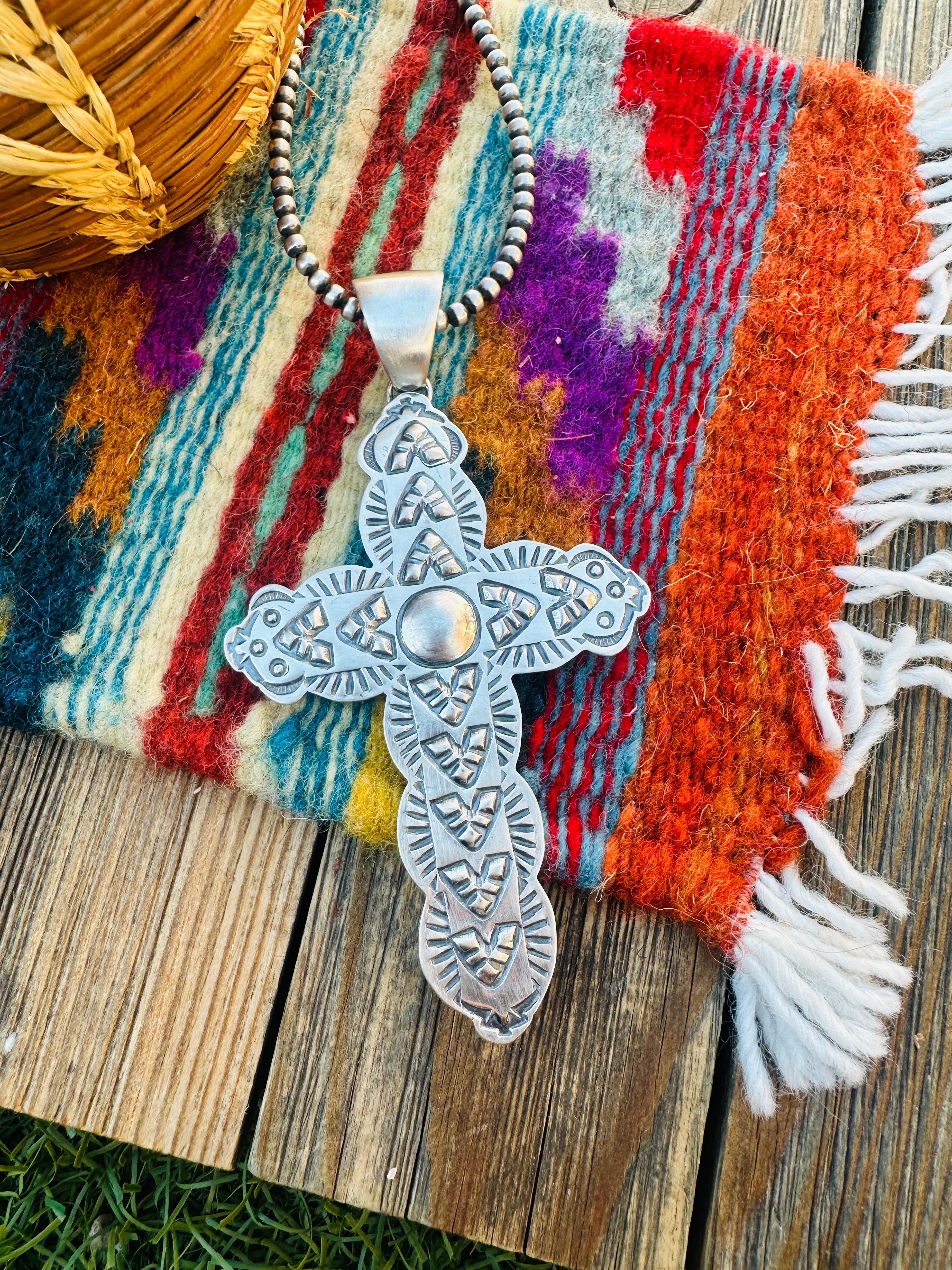 Handcrafted Sterling Silver Cross Pendant by Benson Shorty