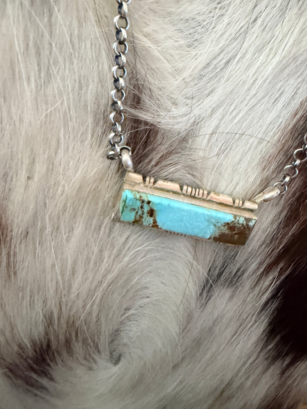 Handcrafted Turquoise & Sterling Silver Bar Necklace
