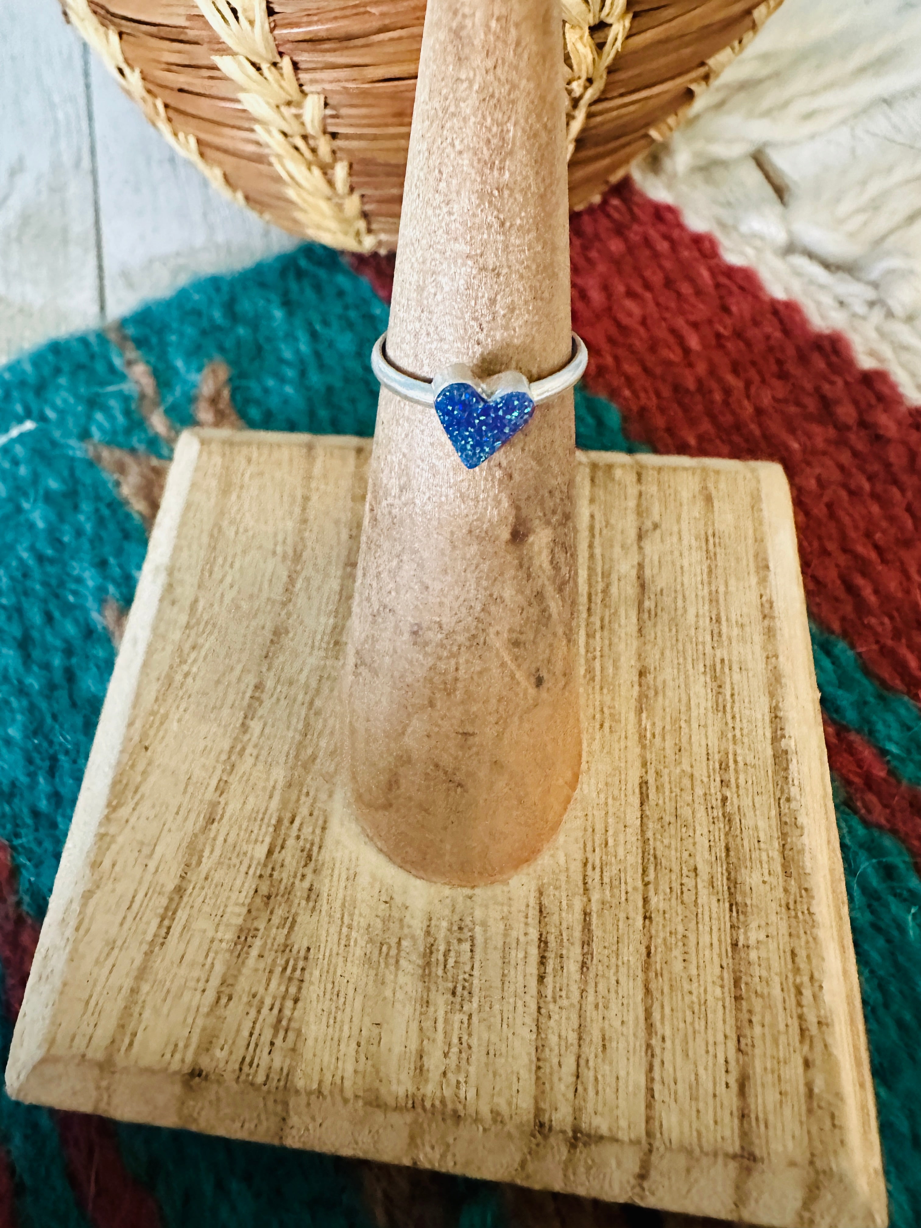 Handcrafted Sterling Silver & Purple Opal Heart Ring