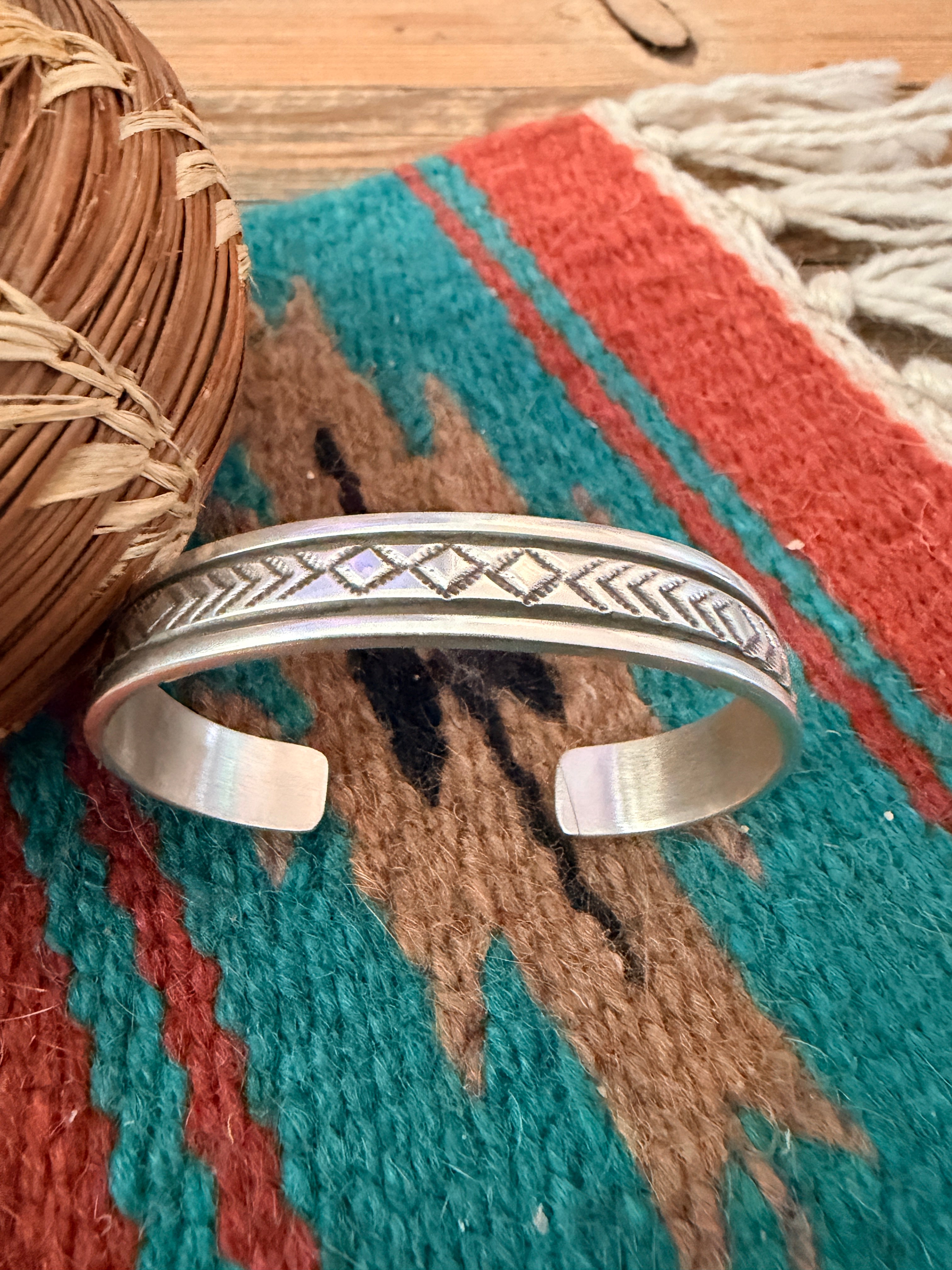 Handcrafted Old Pawn Sterling Silver Cuff Bracelet