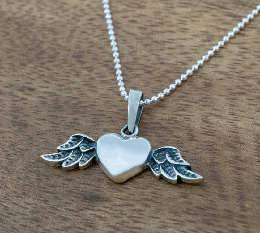 Winged Heart Sterling Silver Necklace