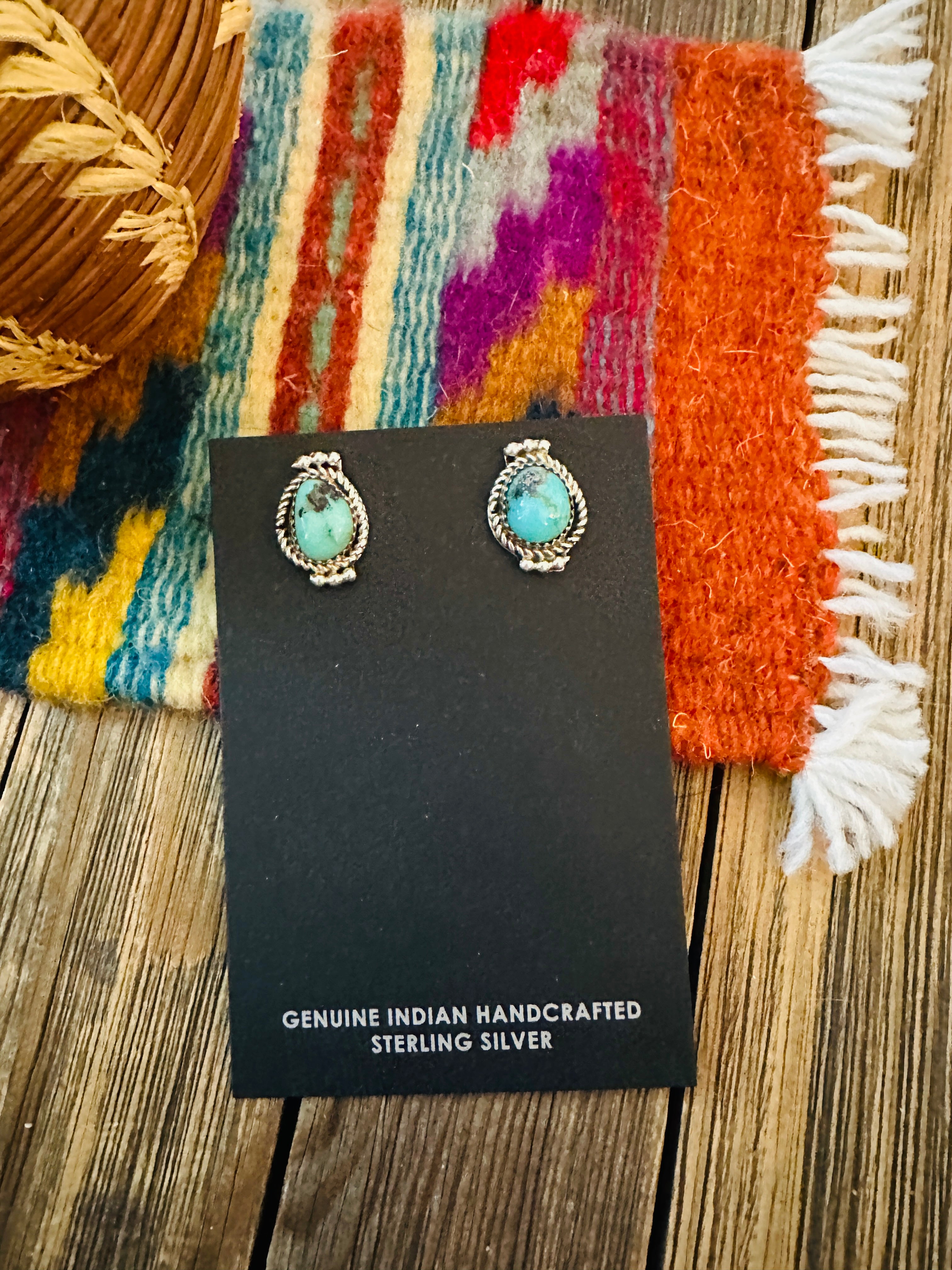 Handcrafted Turquoise & Sterling Silver Post Earrings