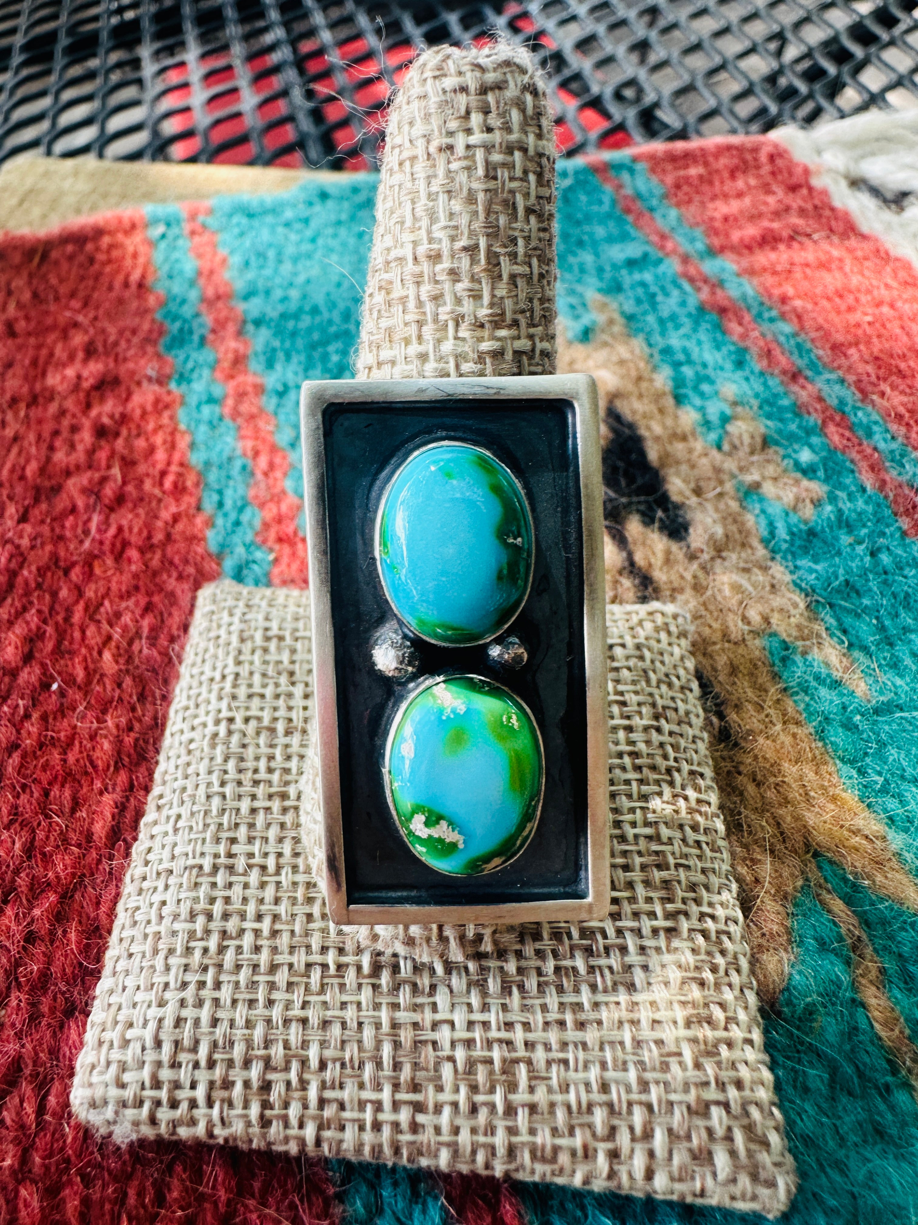 Handcrafted Sonoran Mountain Turquoise & Sterling Silver Adjustable Ring