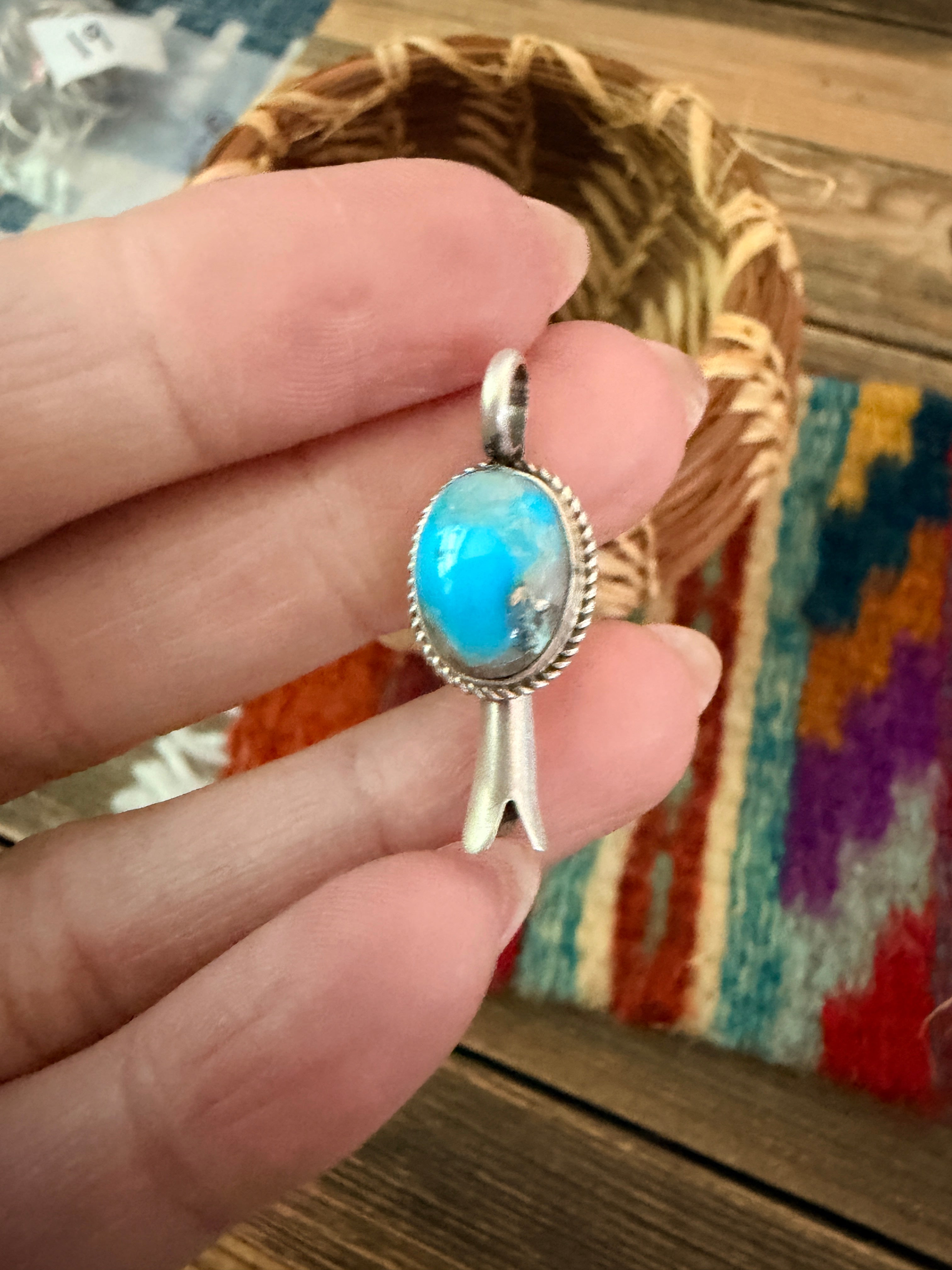 Handcrafted Sterling Silver & Turquoise Blossom Pendant