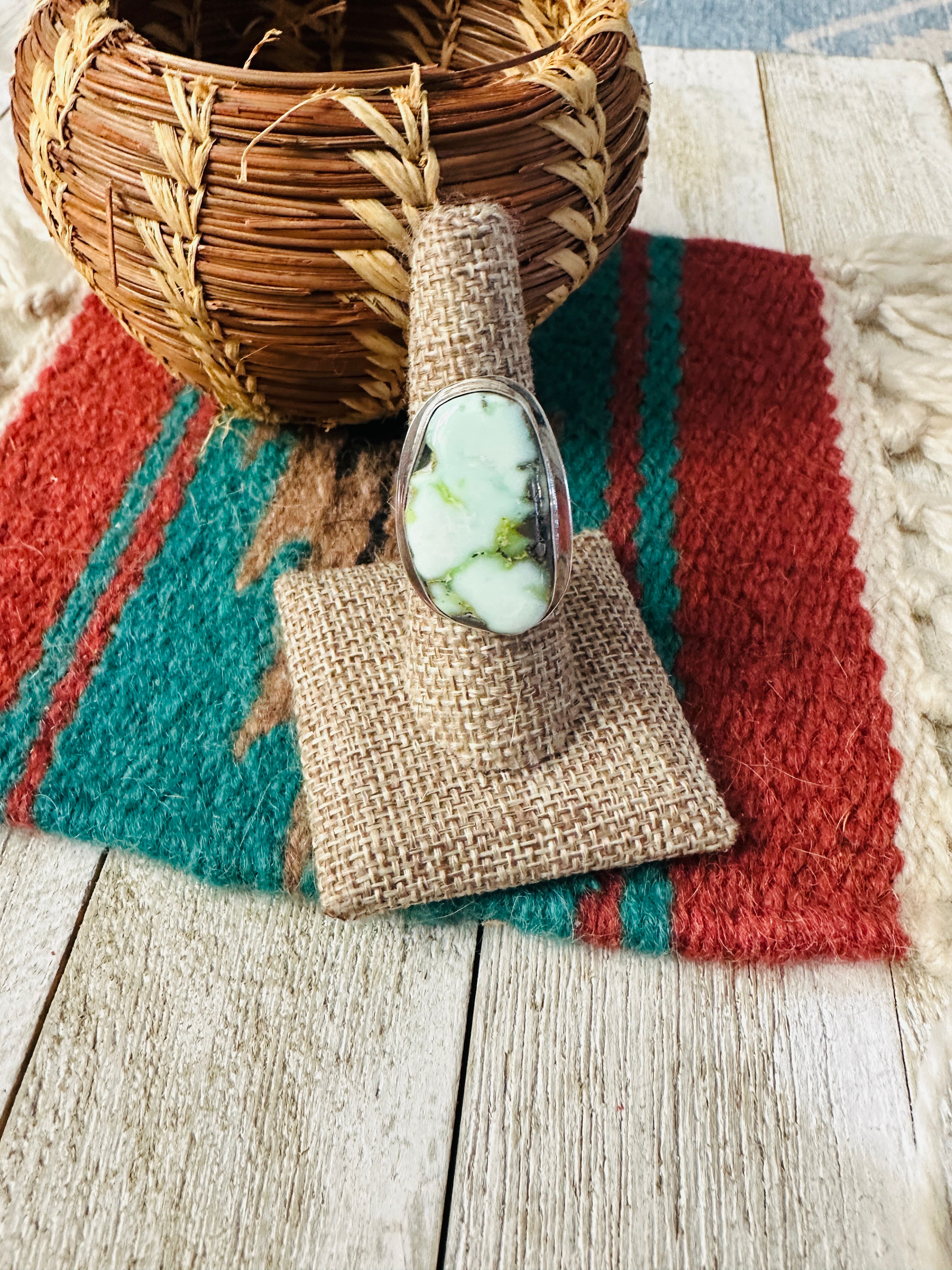 Handcrafted Palomino Turquoise & Sterling Silver Ring size 7.5