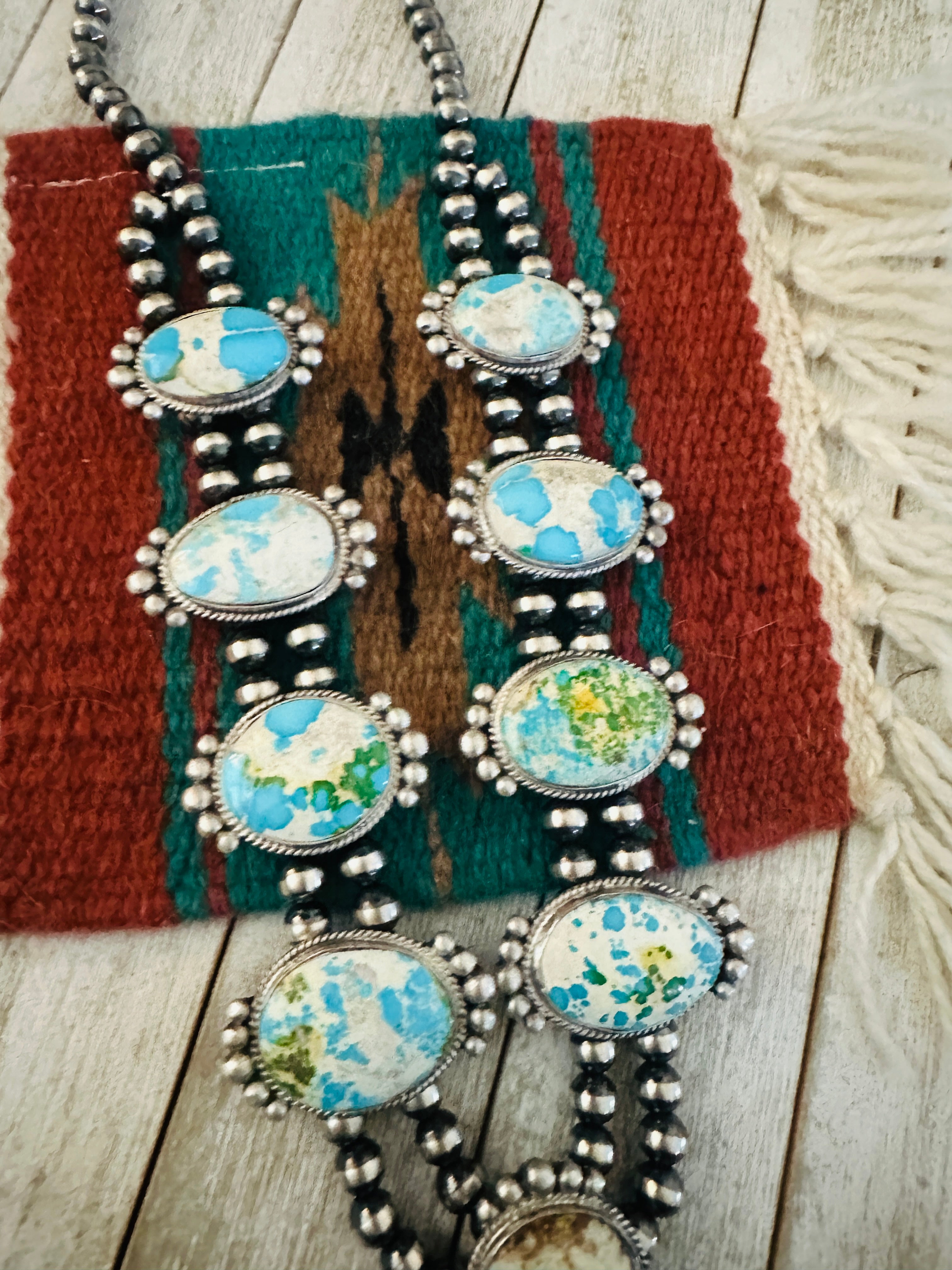 Navajo Sterling Silver & Sonoran Mountain Turquoise Necklace