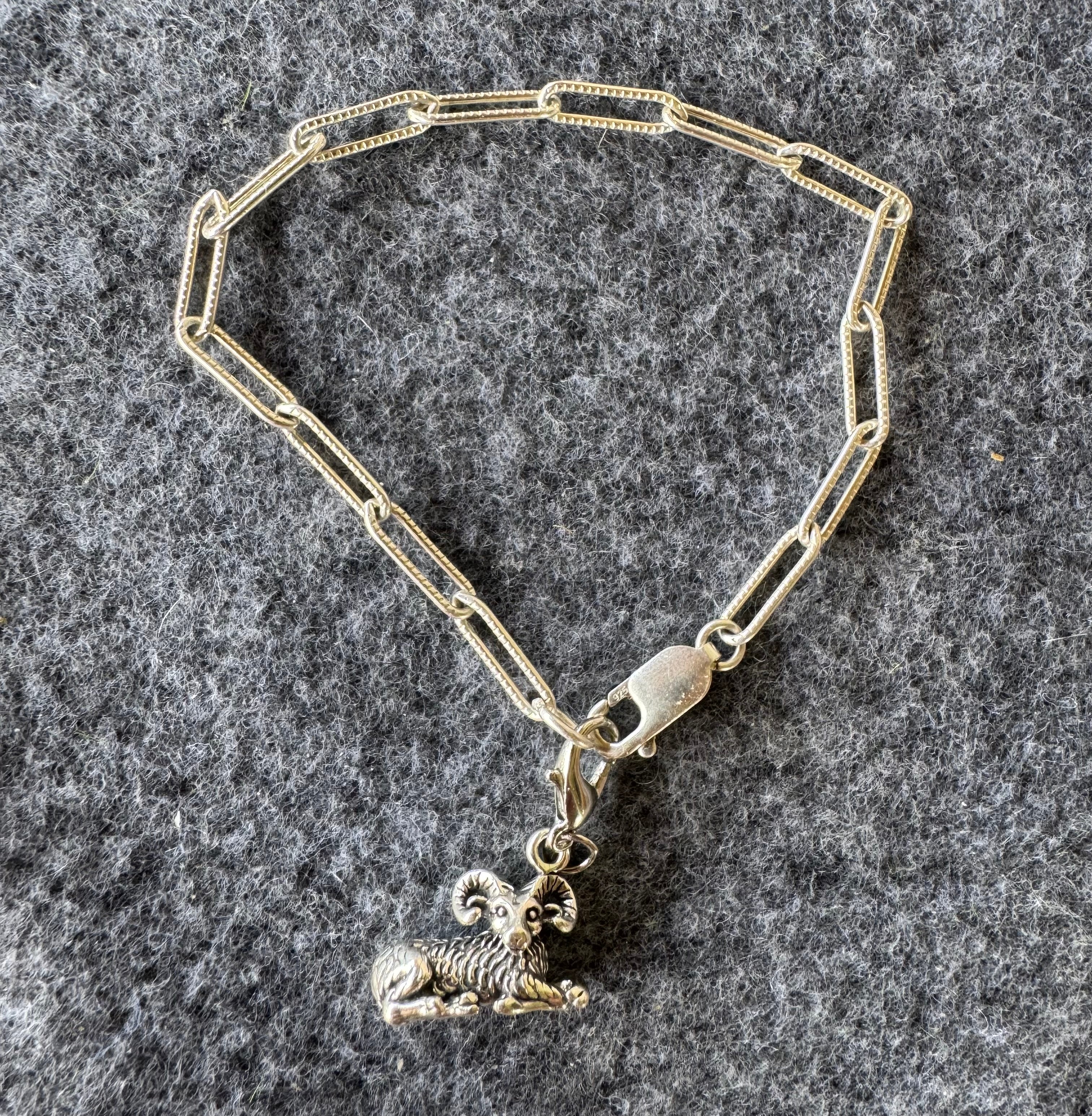 Handcrafted Sterling Silver Aries/ Ram Charm