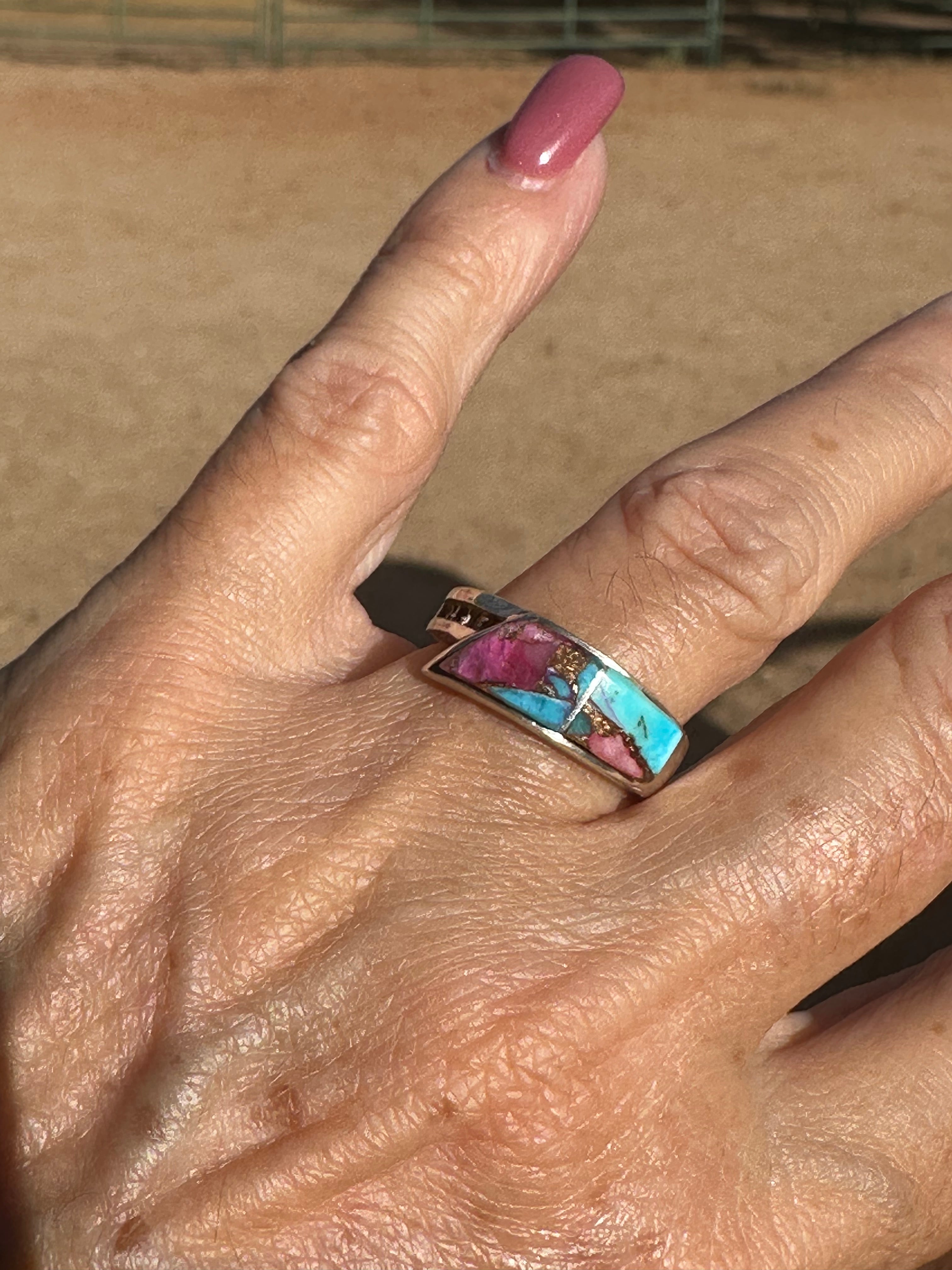 Handcrafted Pink Dream Triangle Stacker Ring