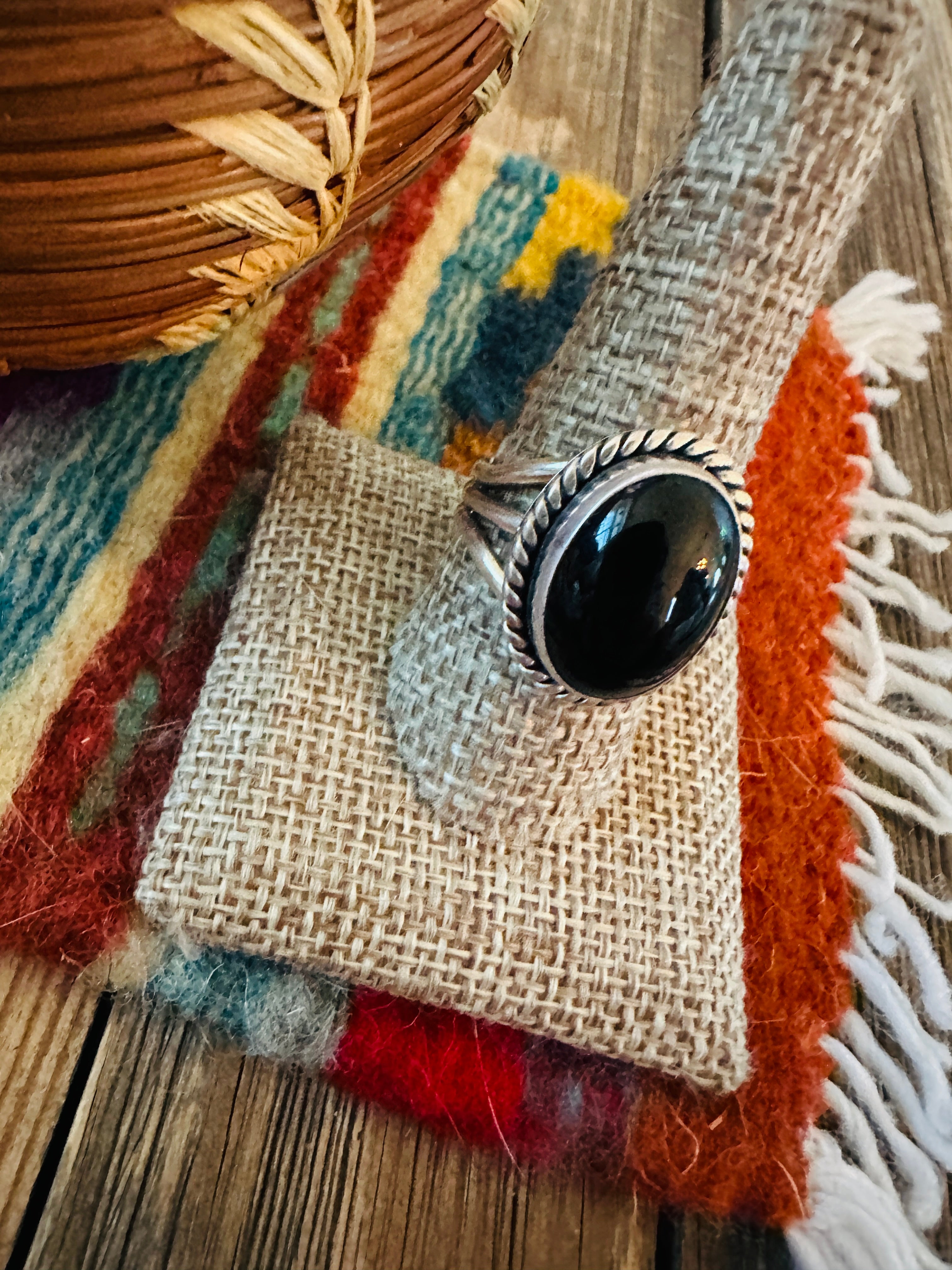 Handcrafted Black Onyx, & Sterling Silver Ring