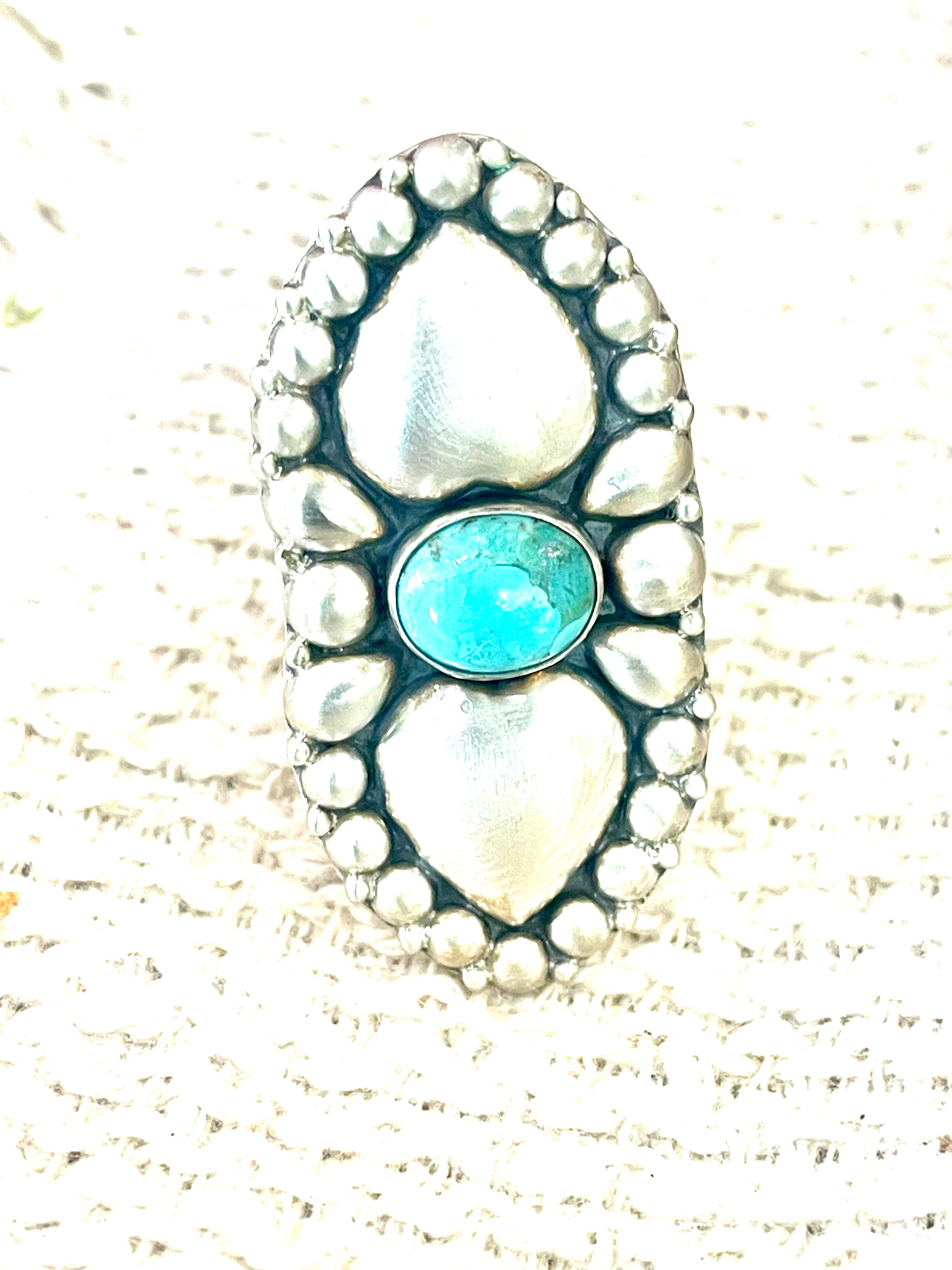 Beautiful Handmade Sterling Silver & Turquoise Adjustable Ring