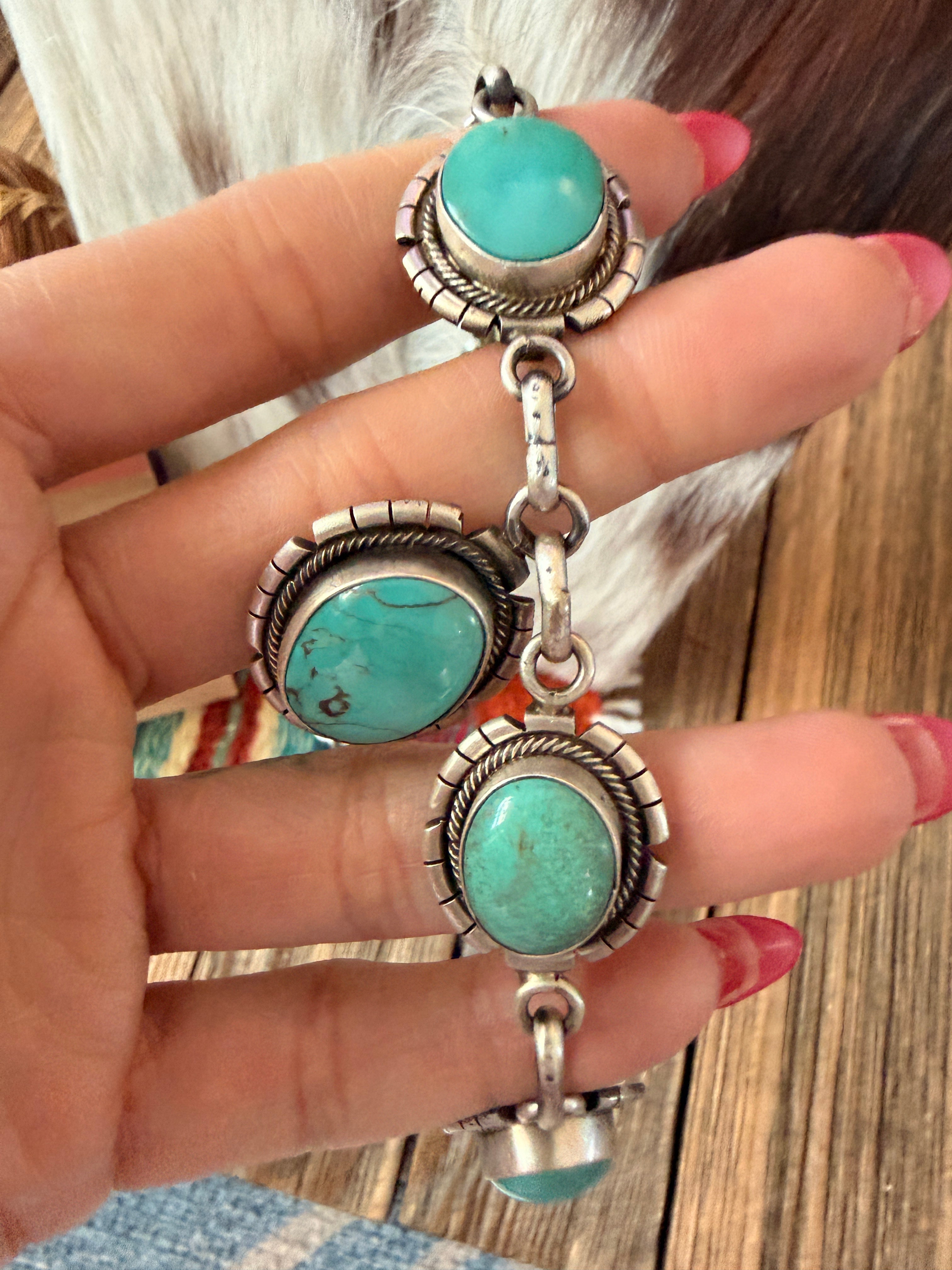 Handcrafted Turquoise & Sterling Silver Necklace and Earring Set