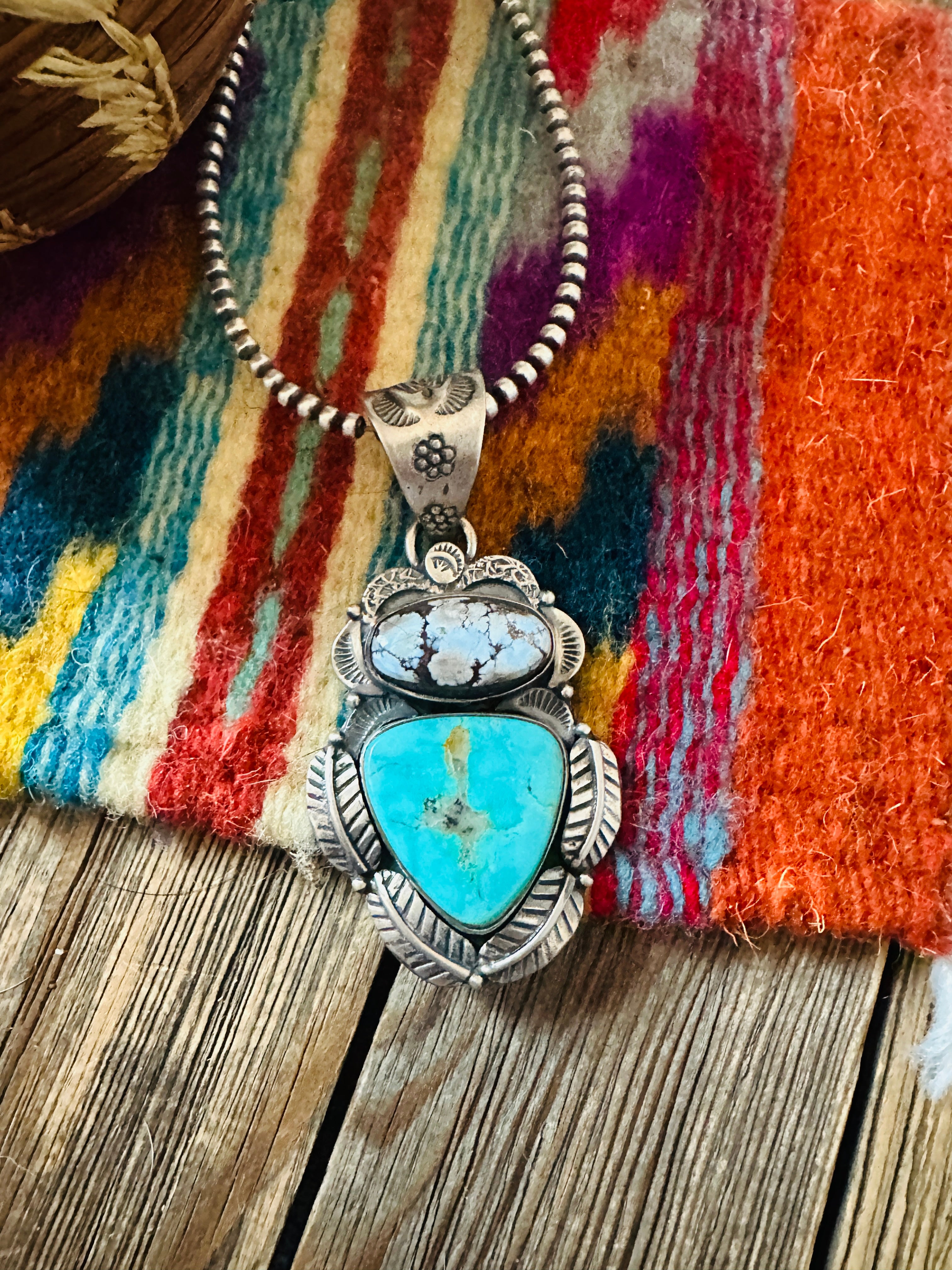 Handcrafted Sterling Silver & Multi Turquoise Pendant