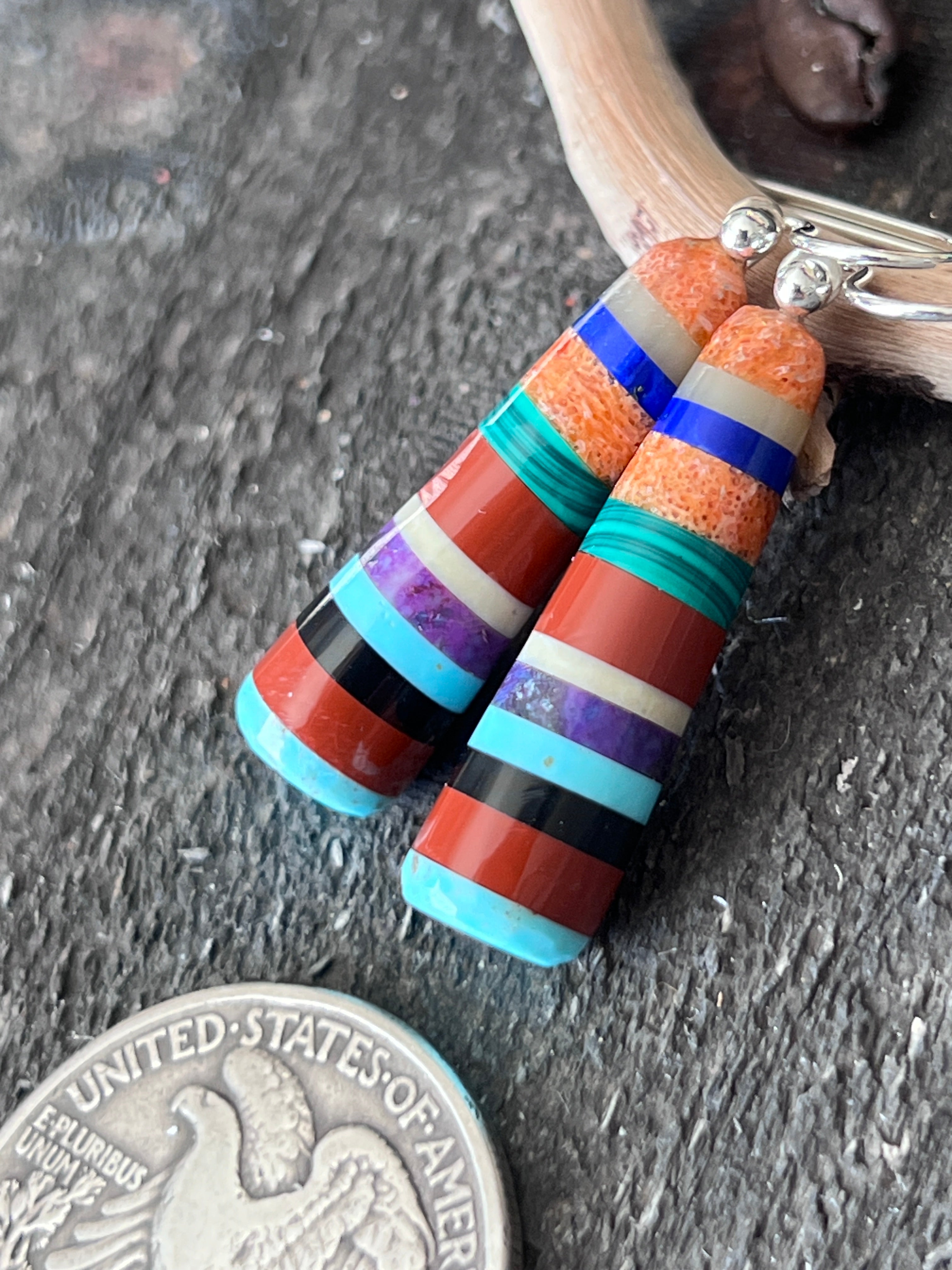 Santo Domingo Layered Multistone Earrings by Ronald Chavez, Stacked Gems #4