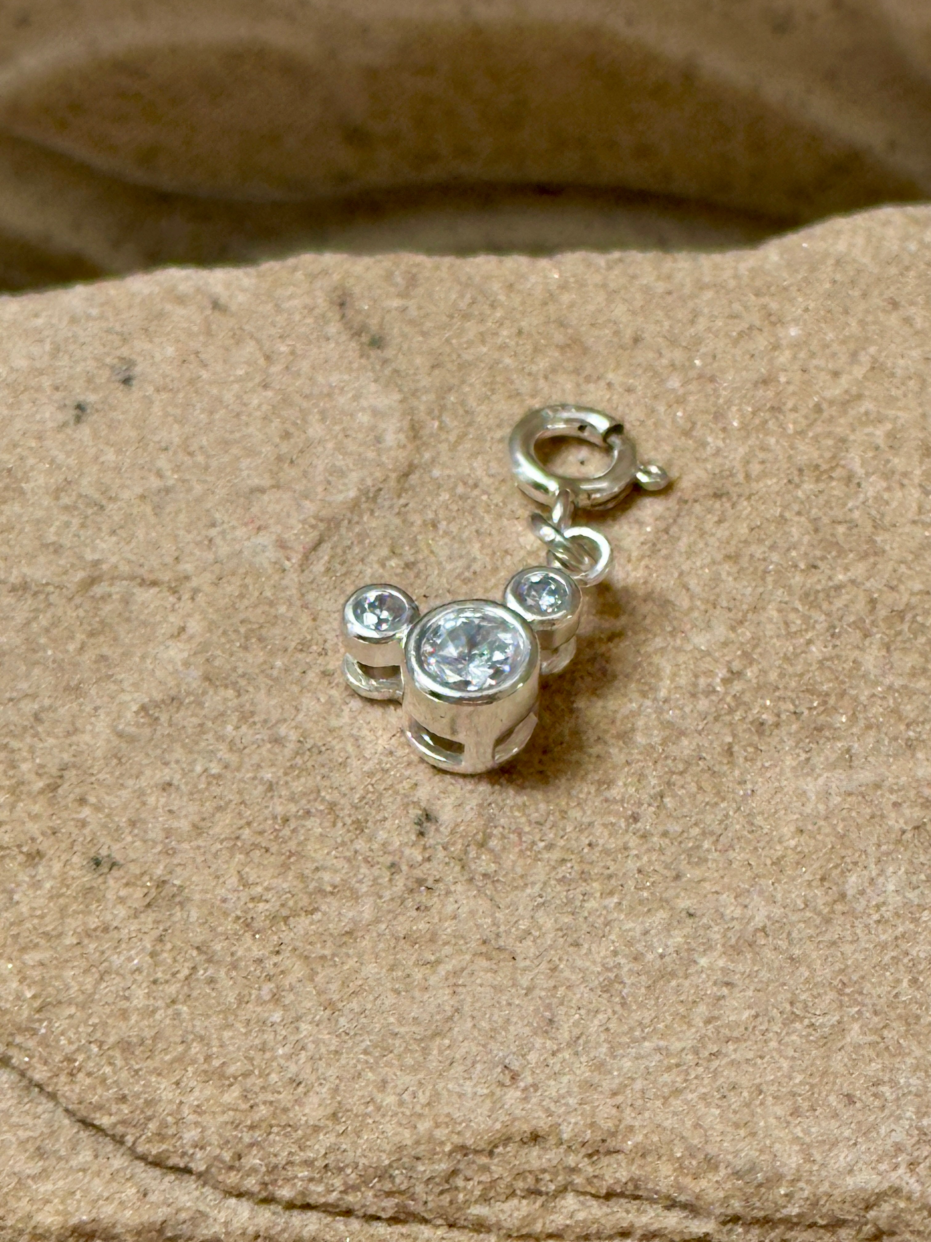Sterling Silver Mouse Ears CZ Charm