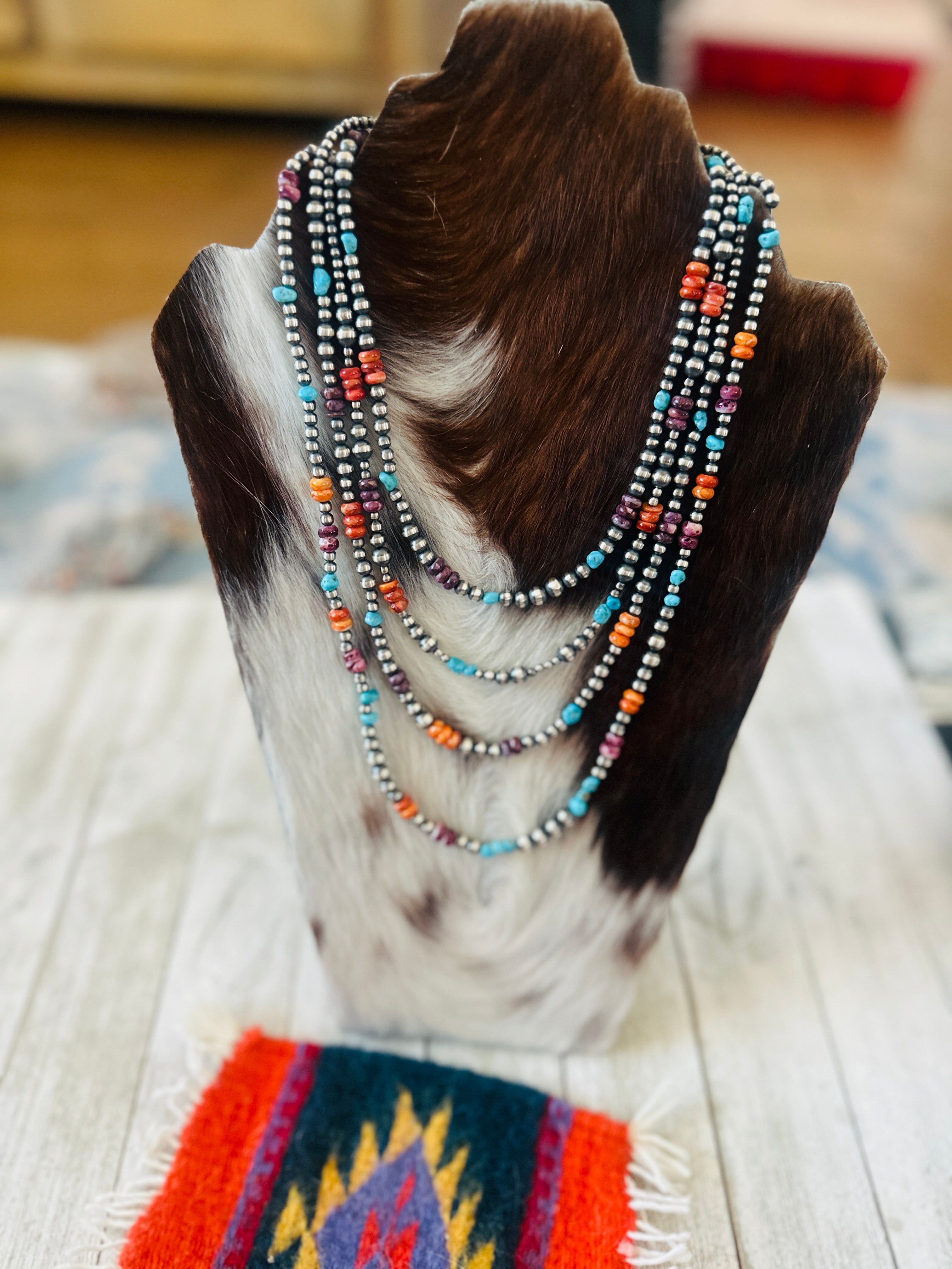 Handcrafted Sterling Silver, Spiny Oyster & Turquoise Beaded Necklace