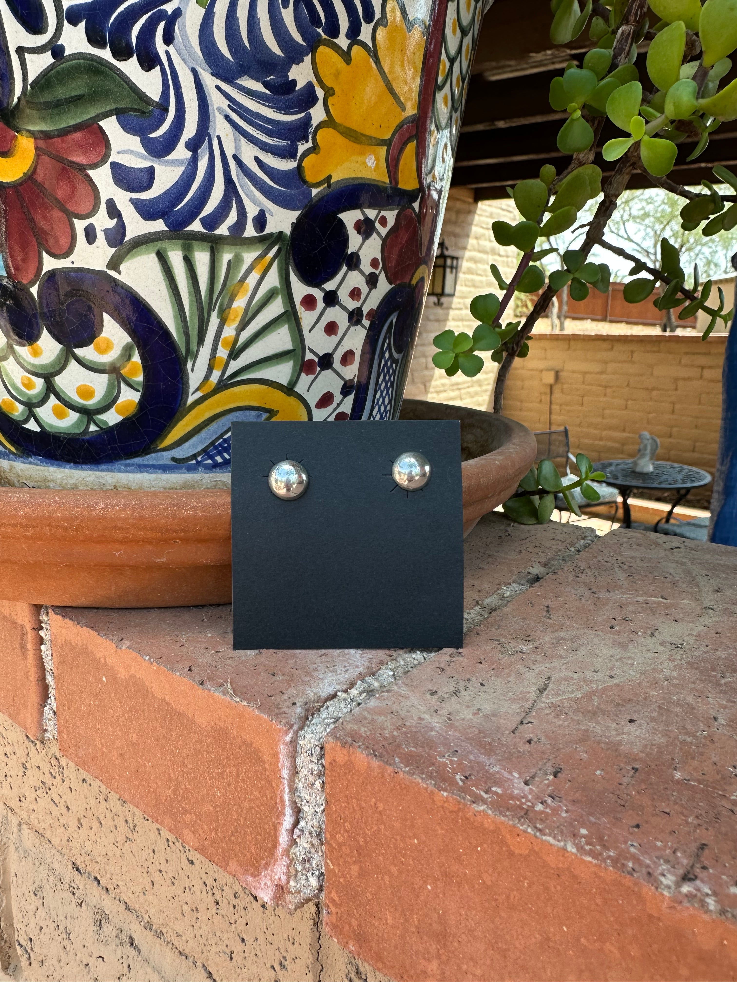 Handcrafted Sterling Silver Ball Stud Earrings 6mm