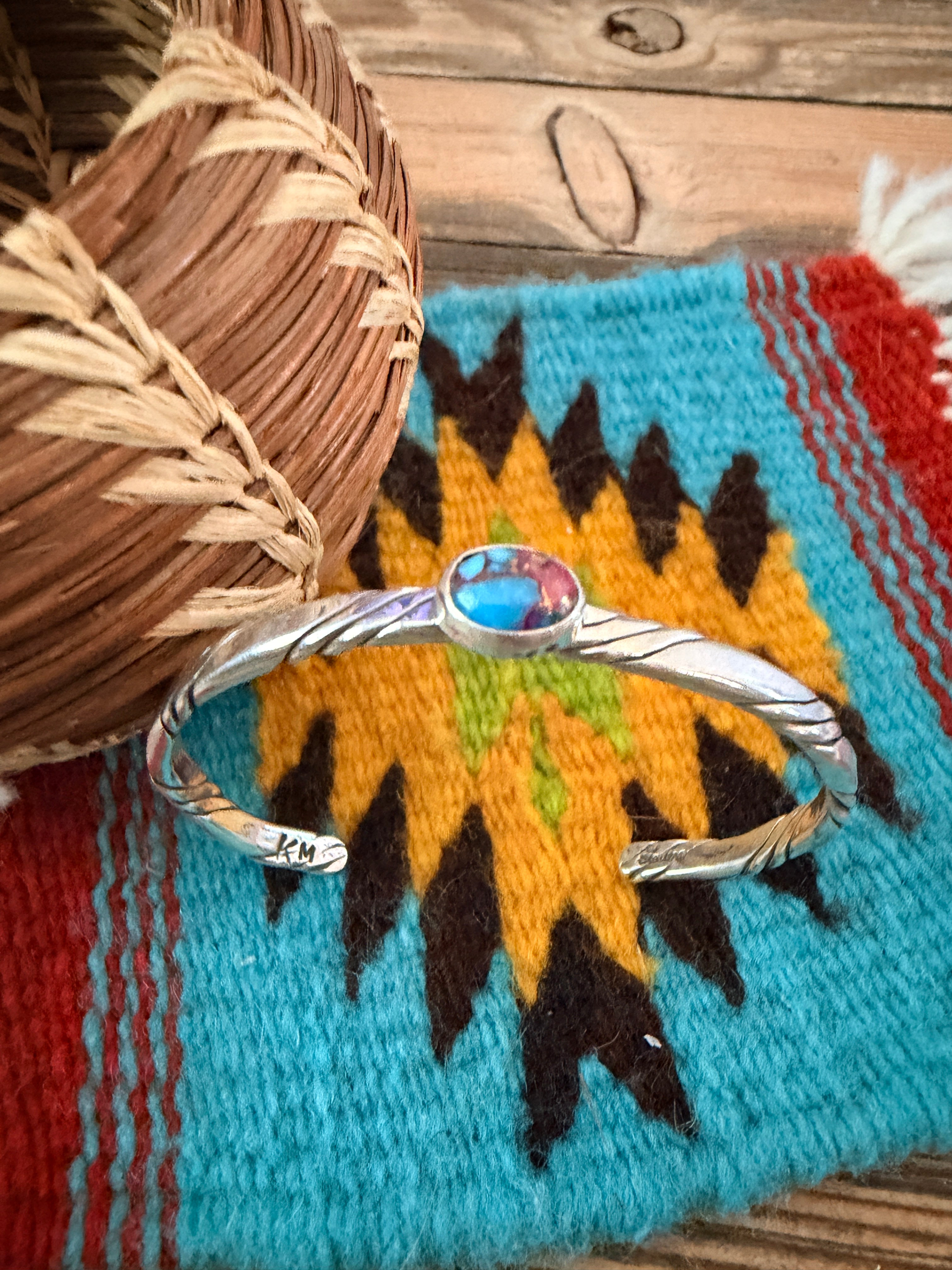 Handcrafted Pink Dream Mojave & Sterling Silver Cuff Bracelet