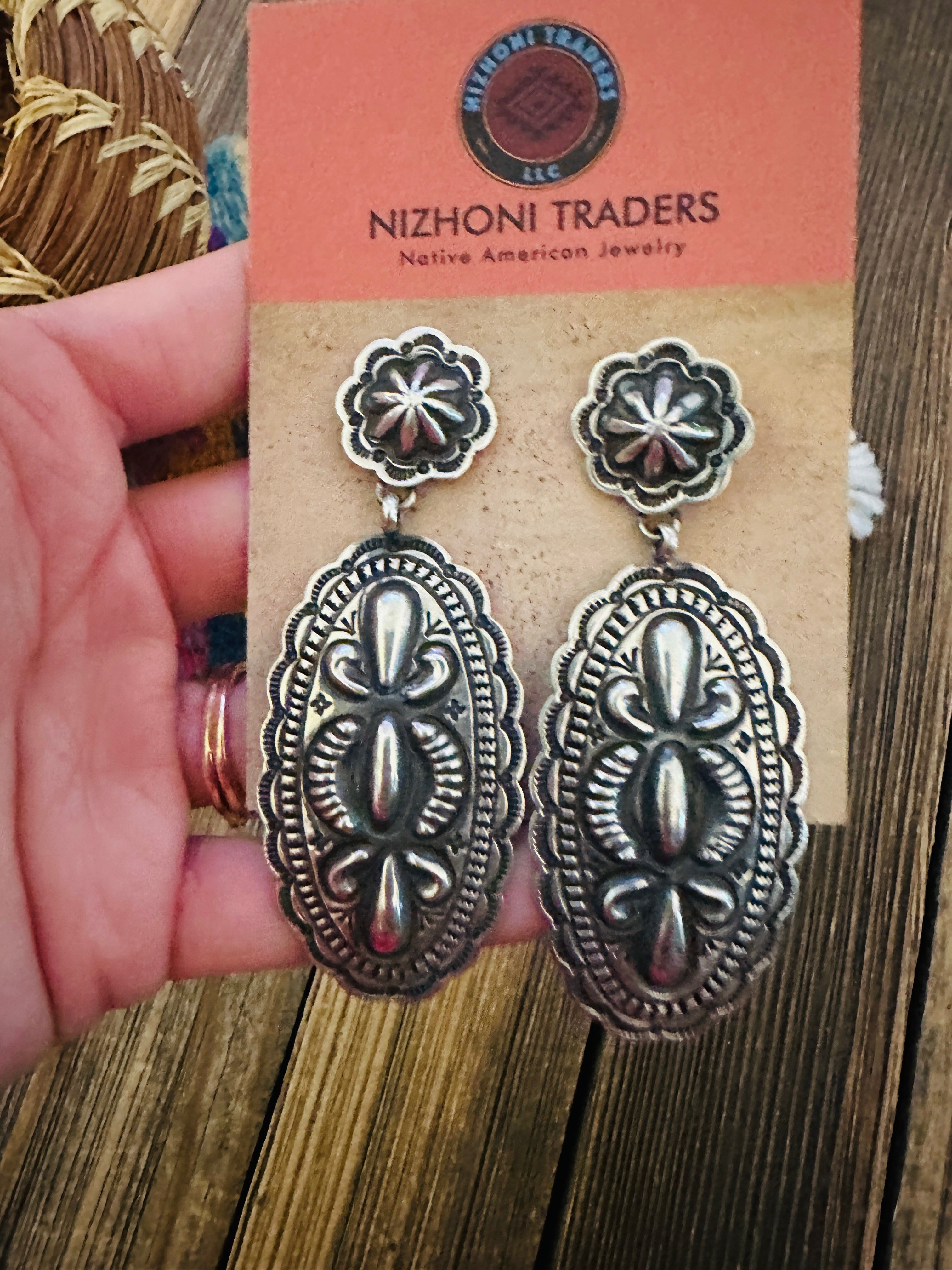 Handcrafted Sterling Silver Concho Dangle Earrings