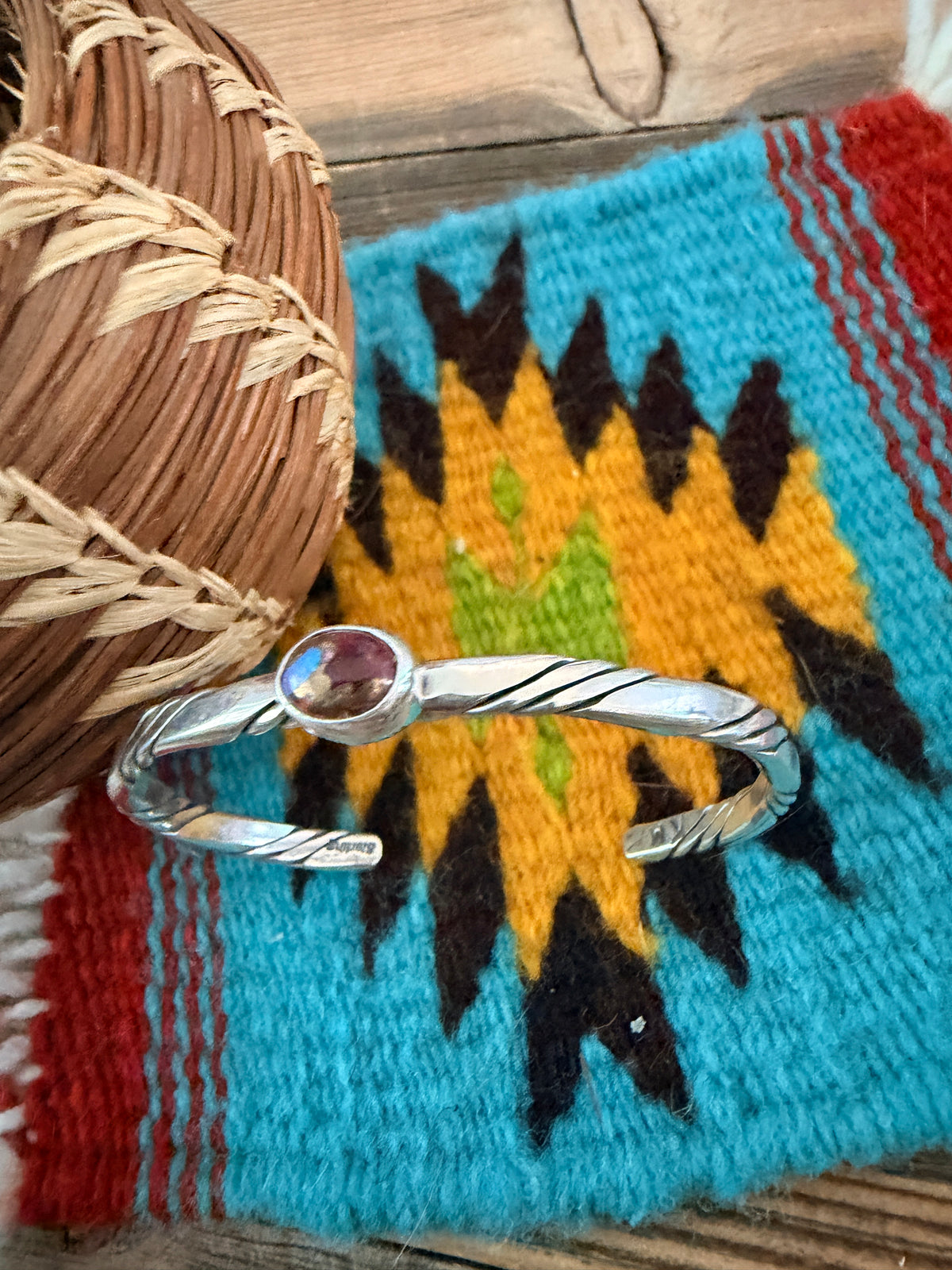 Handcrafted Pink Dream Mojave & Sterling Silver Cuff Bracelet