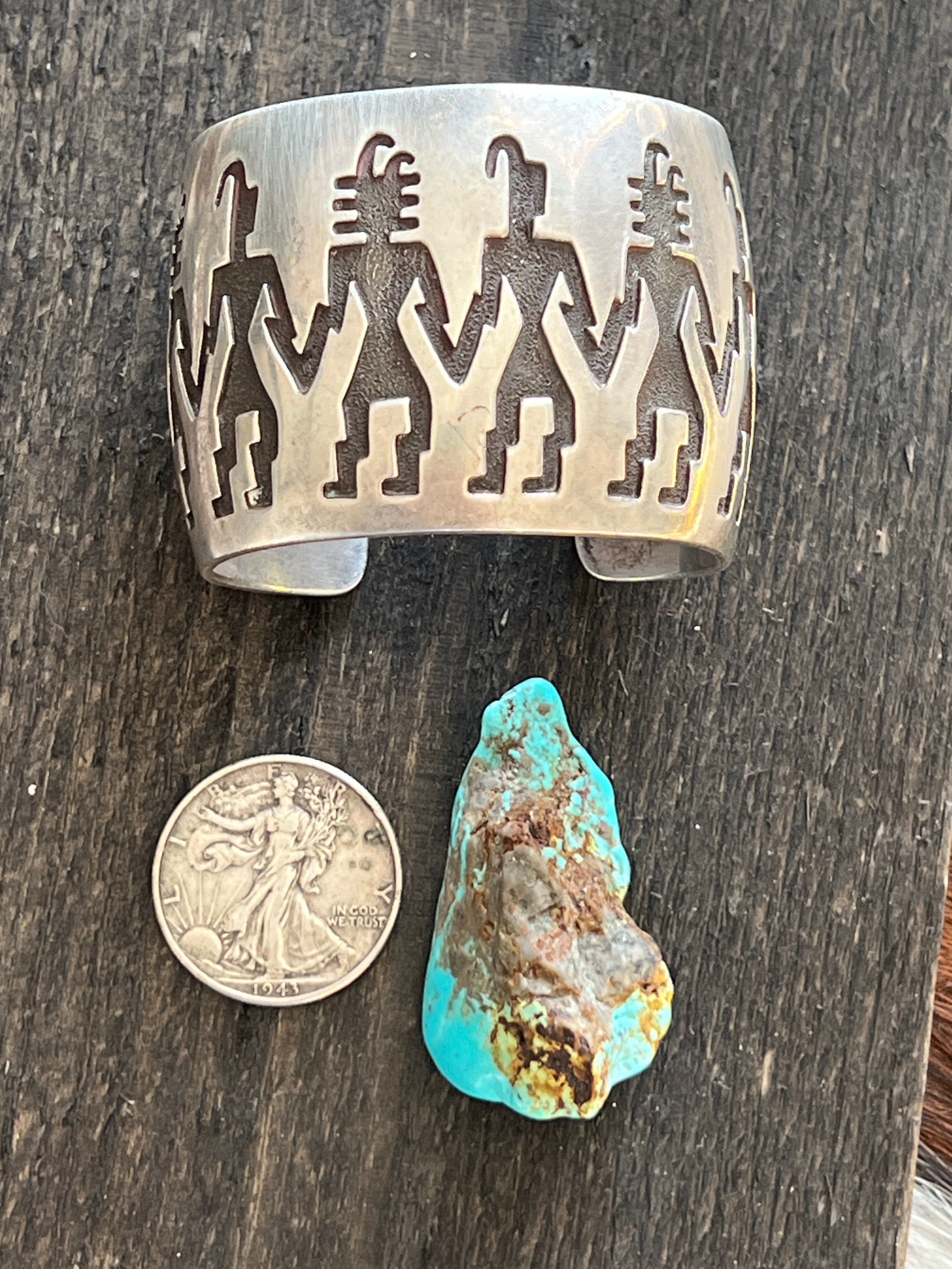 Handcrafted Vintage Sterling Silver Hopi Petroglyph Cuff