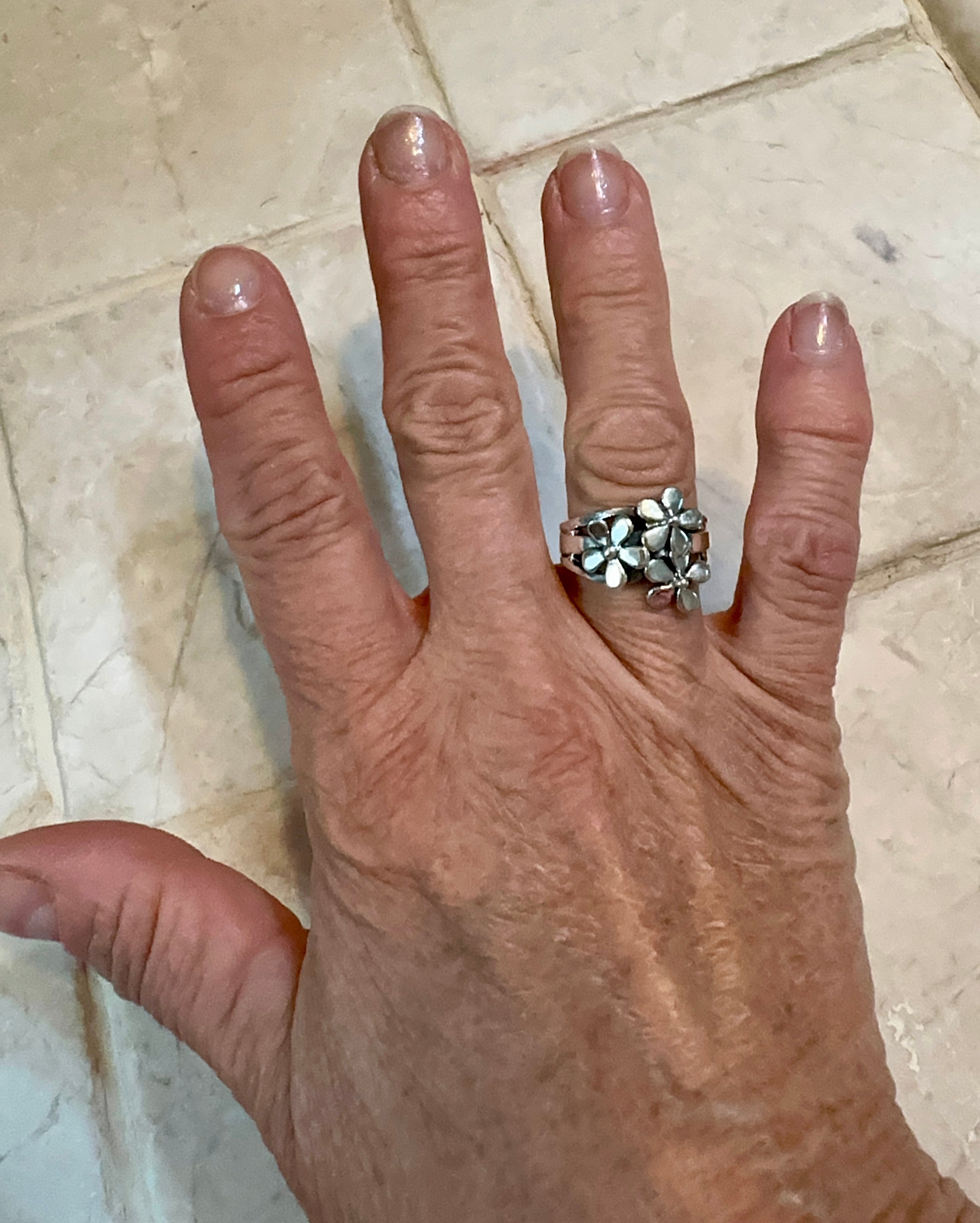 Pretty As 3 Flowers Sterling Silver Ring