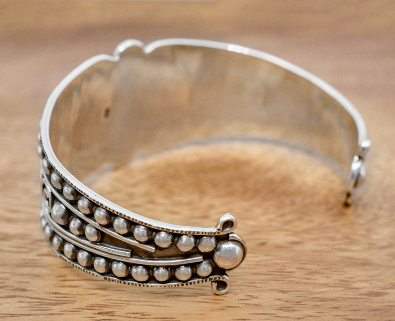 Vintage Style Cuff Bracelet W/Center Bead Cross