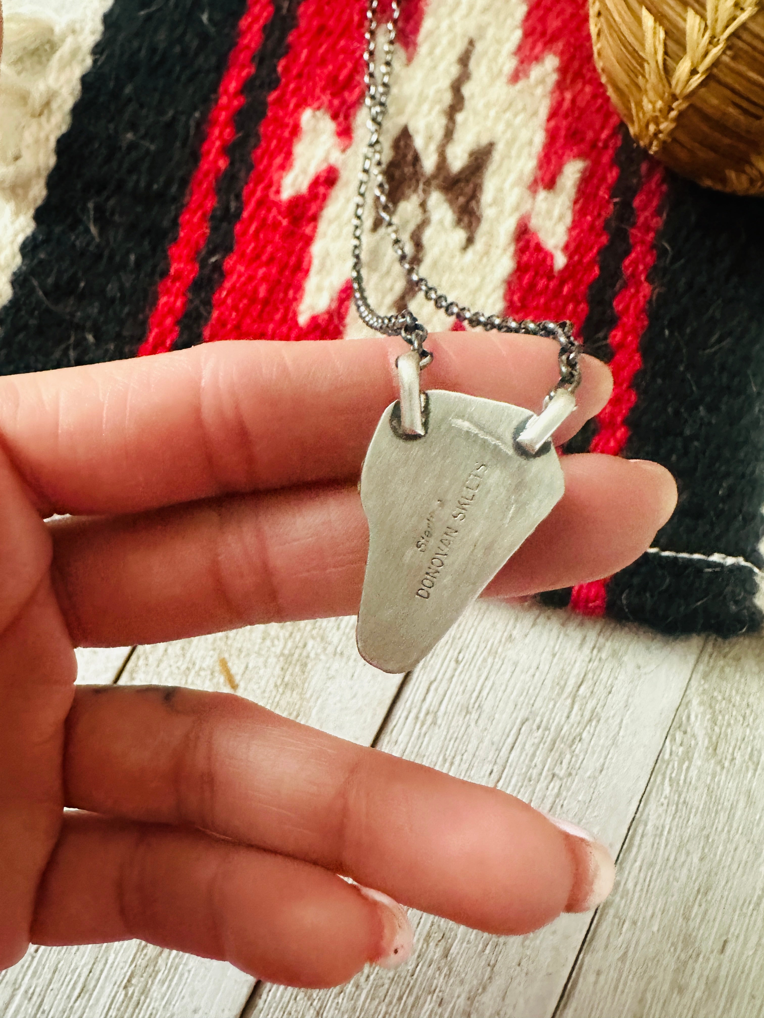 Handcrafted Sterling Silver & Turquoise Lightening Bolt Necklace