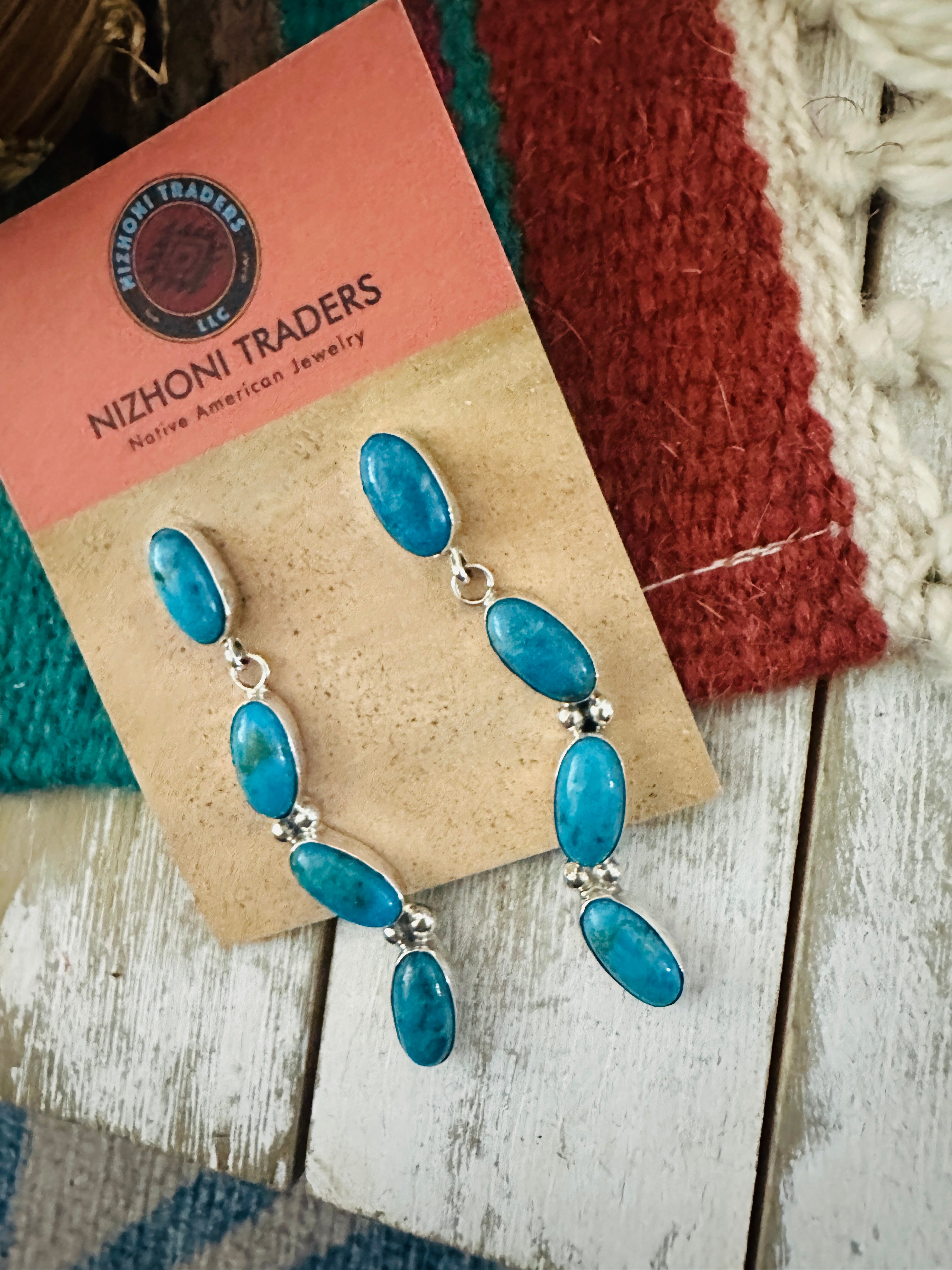 Handcrafted Sterling Silver & Turquoise Dangle Earrings