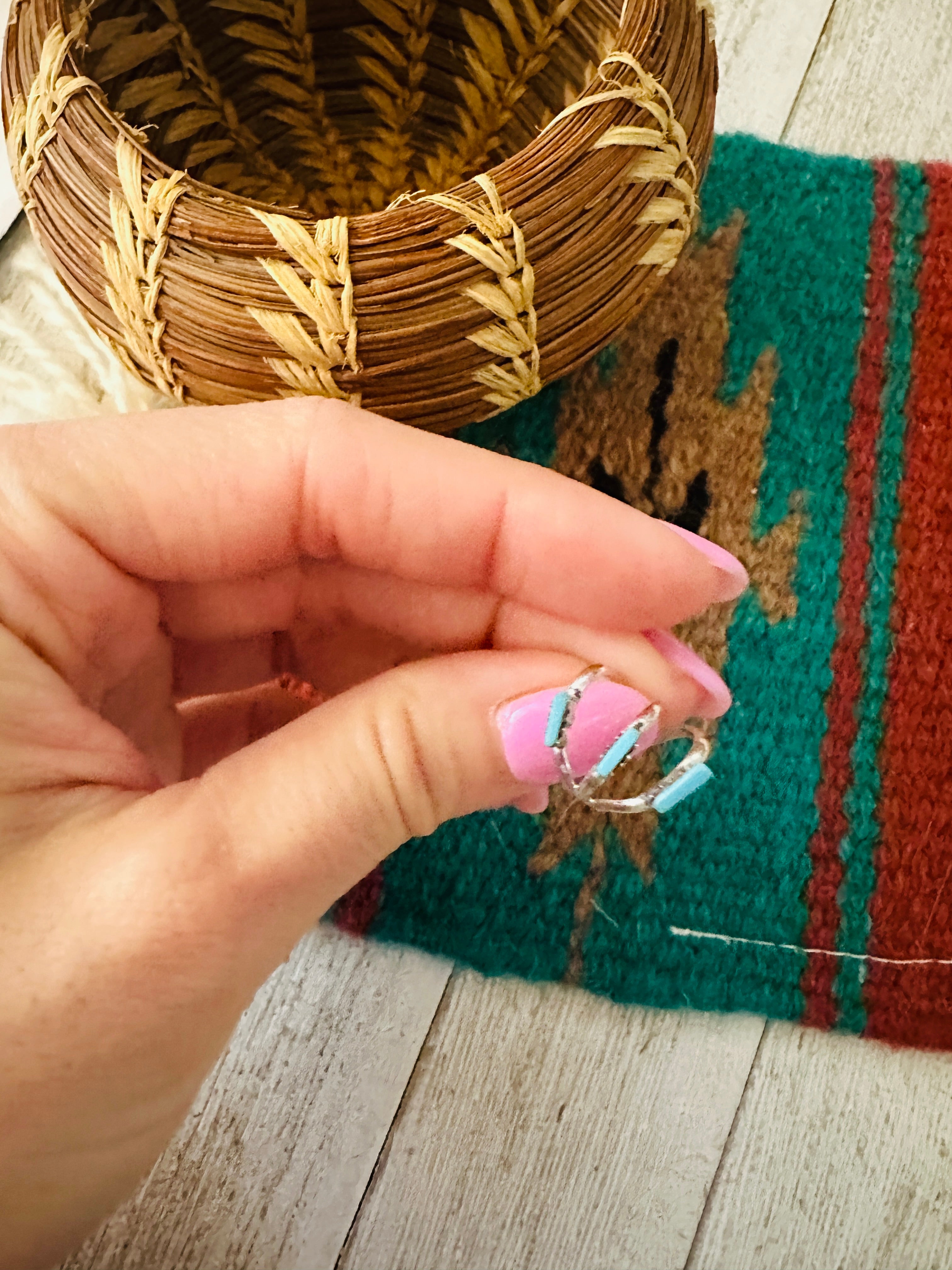 Handcrafted Sterling Silver & Turquoise Ear Cuff 3 ST