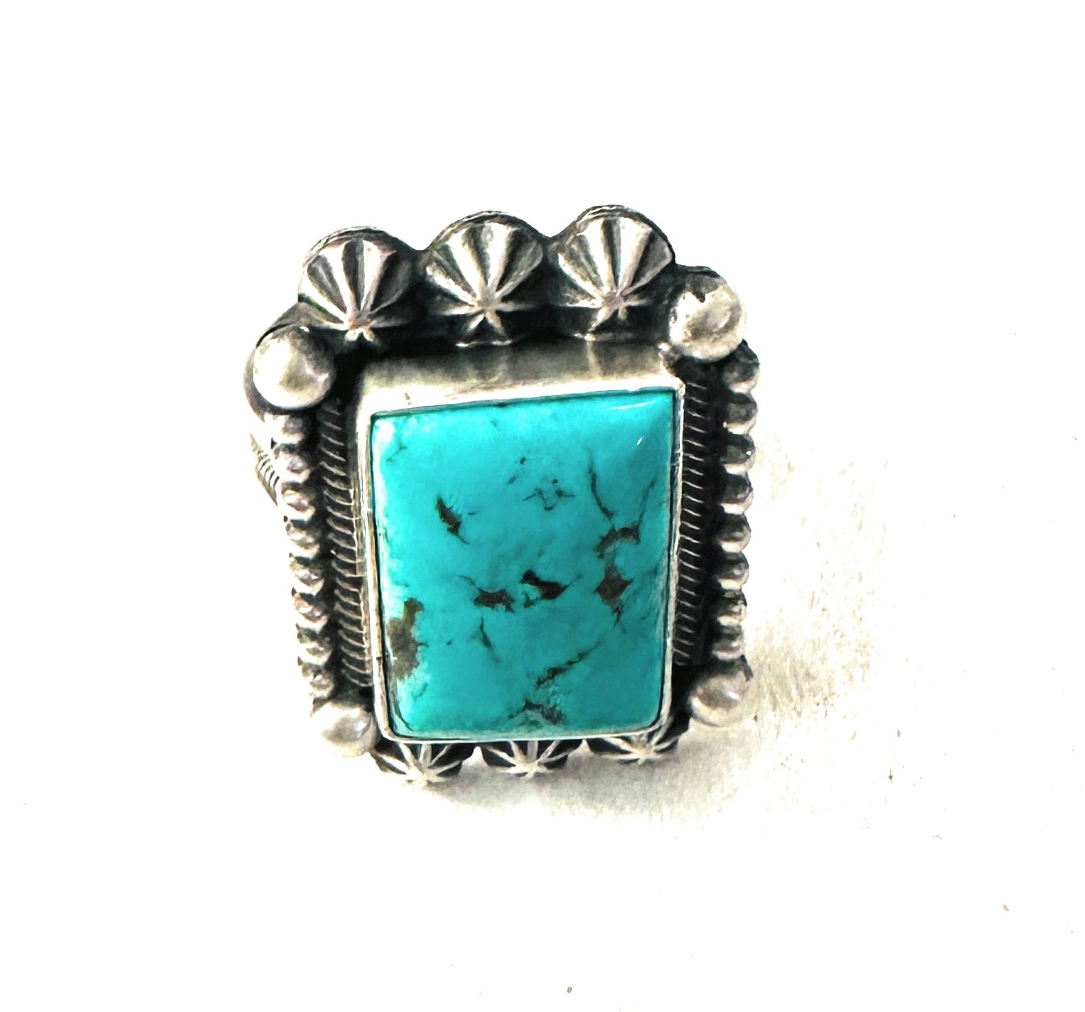 Handcrafted Sterling Silver & Turquoise Ring Size 9