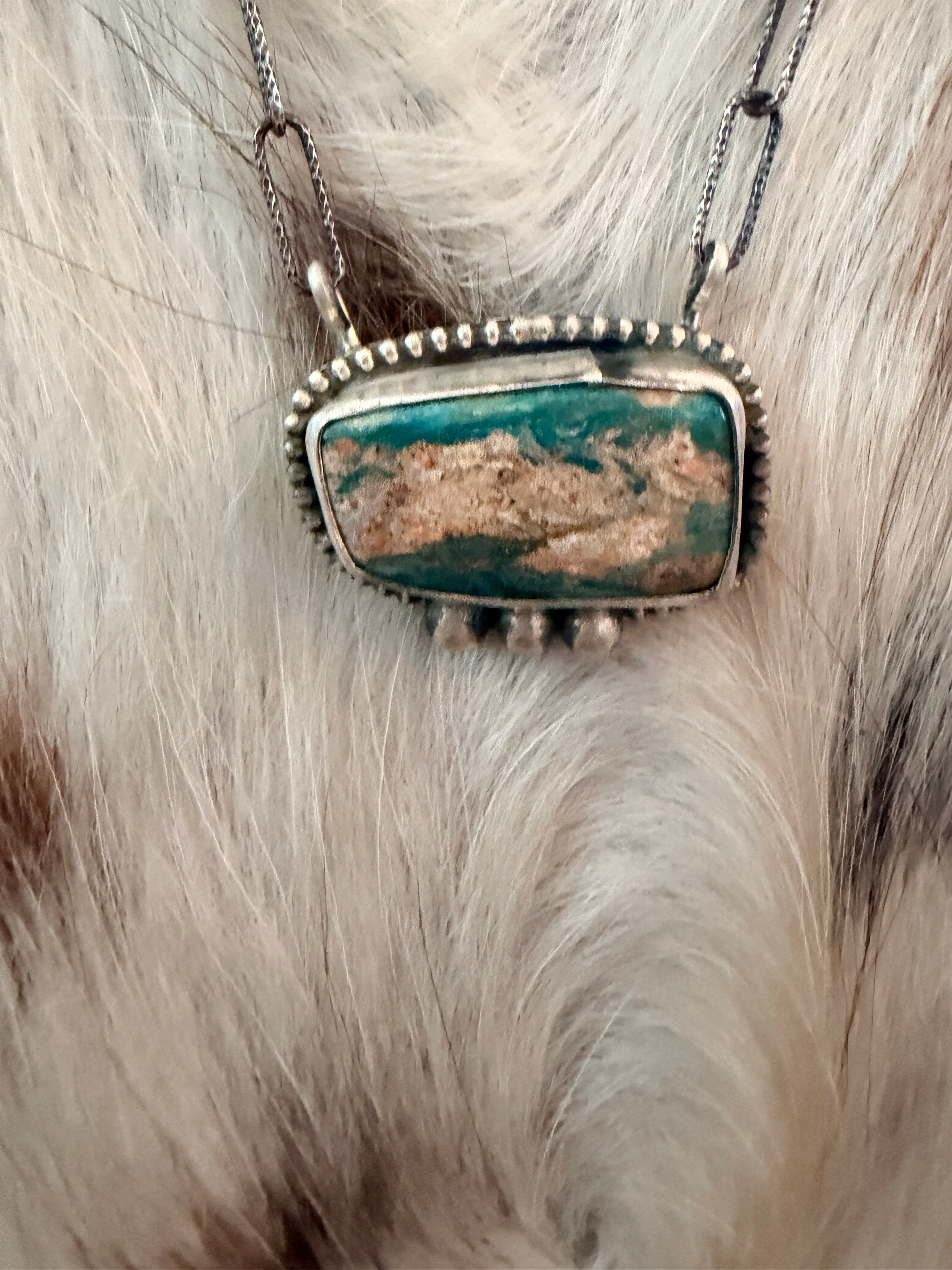 Handmade Sterling Silver & Peruvian Blue Opal Necklace