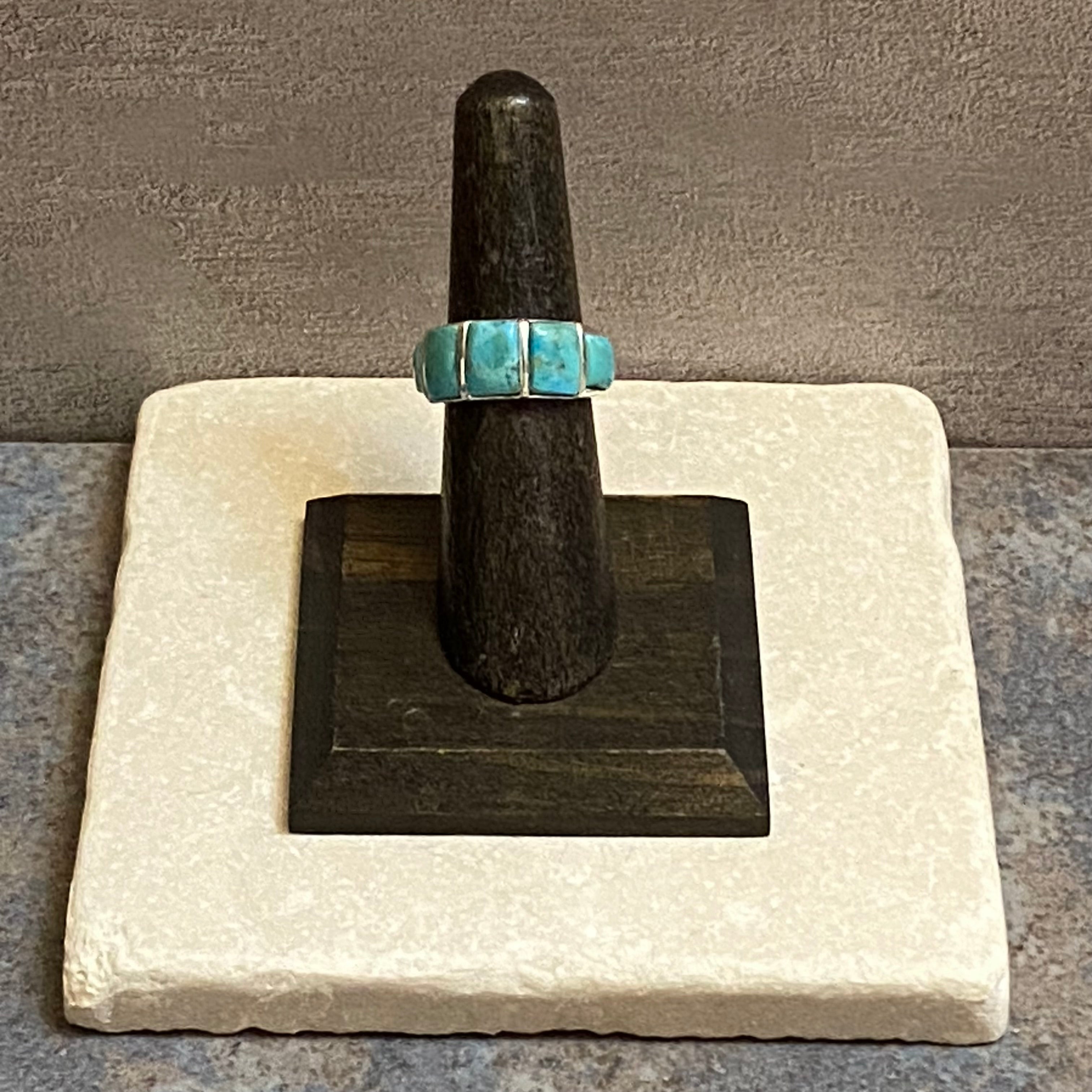 Sterling Silver Five Stone Turquoise Ring Size 6