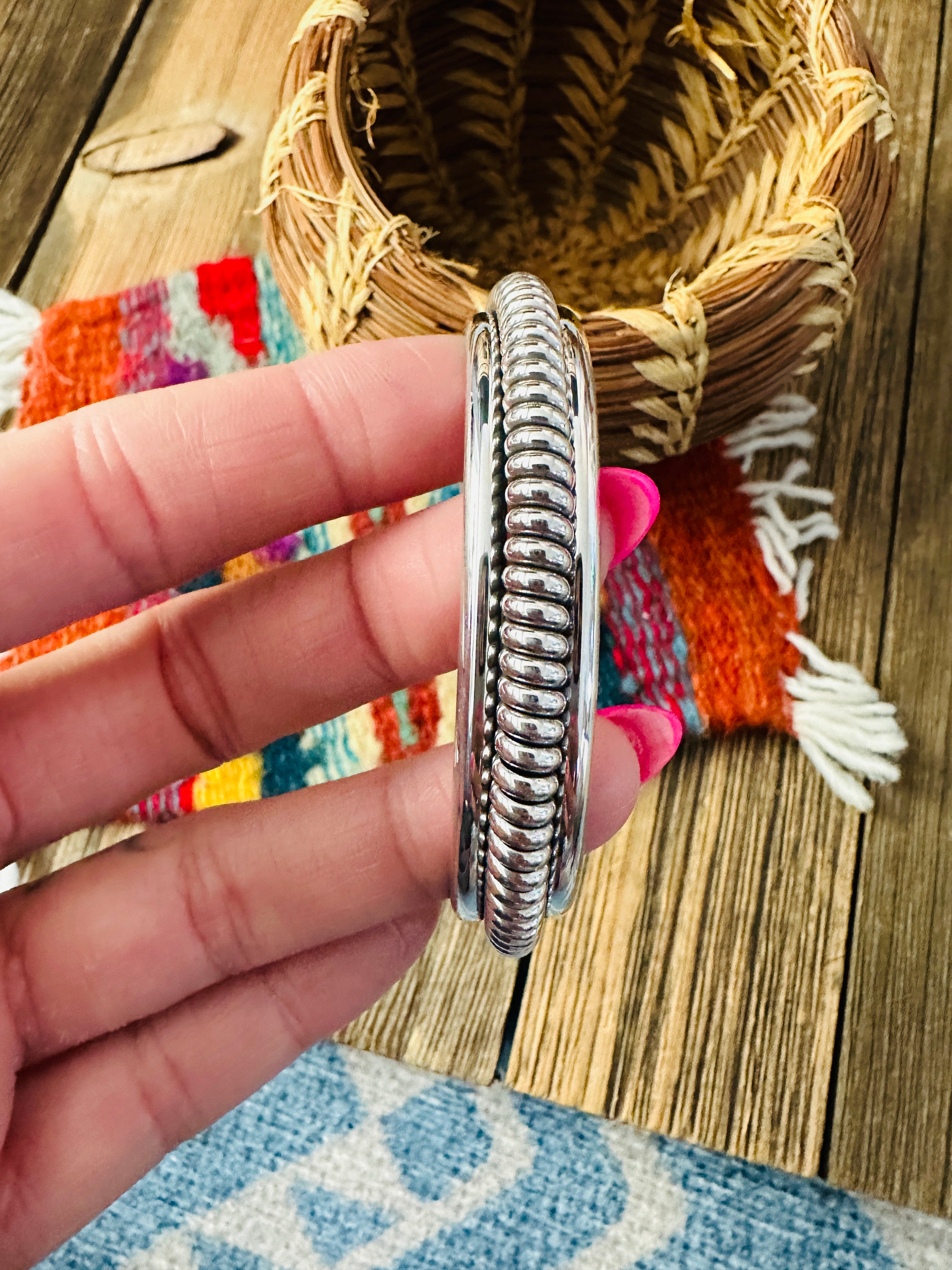 Handcrafted Rolled Sterling Silver Cuff Bracelet
