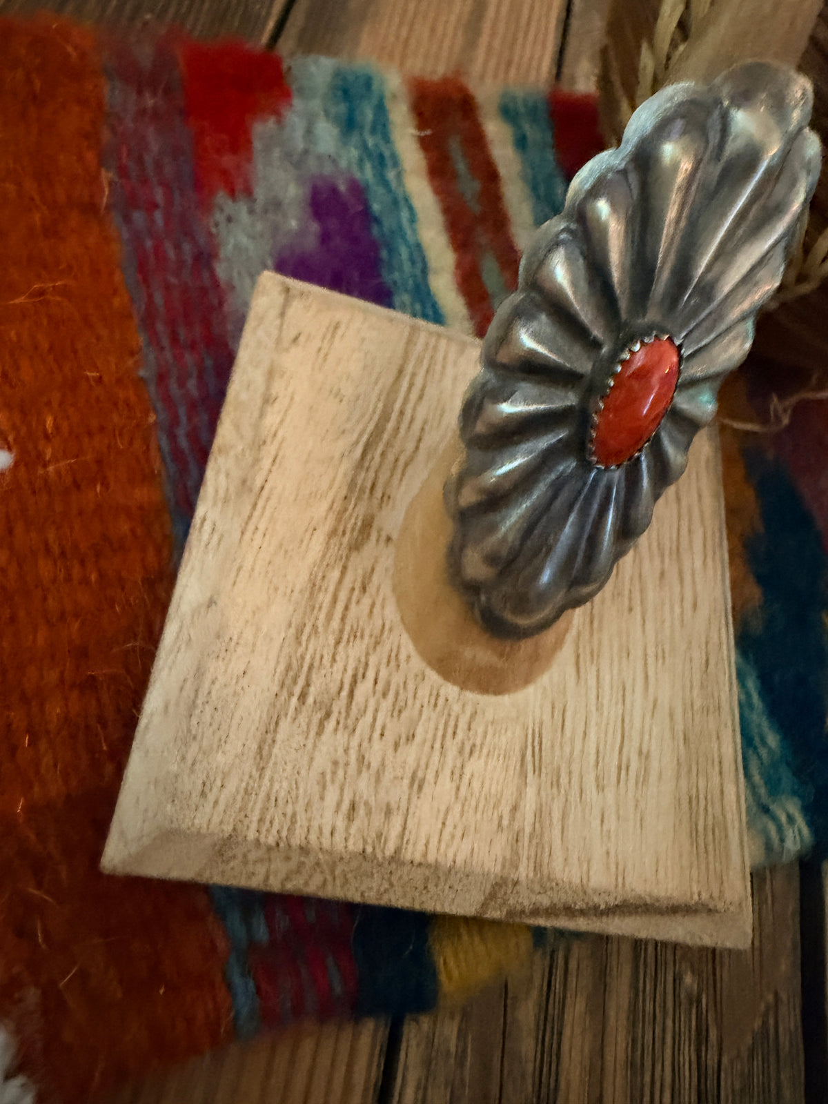 Handcrafted Spiny Oyster & Sterling Silver Conch Ring Size 6.75