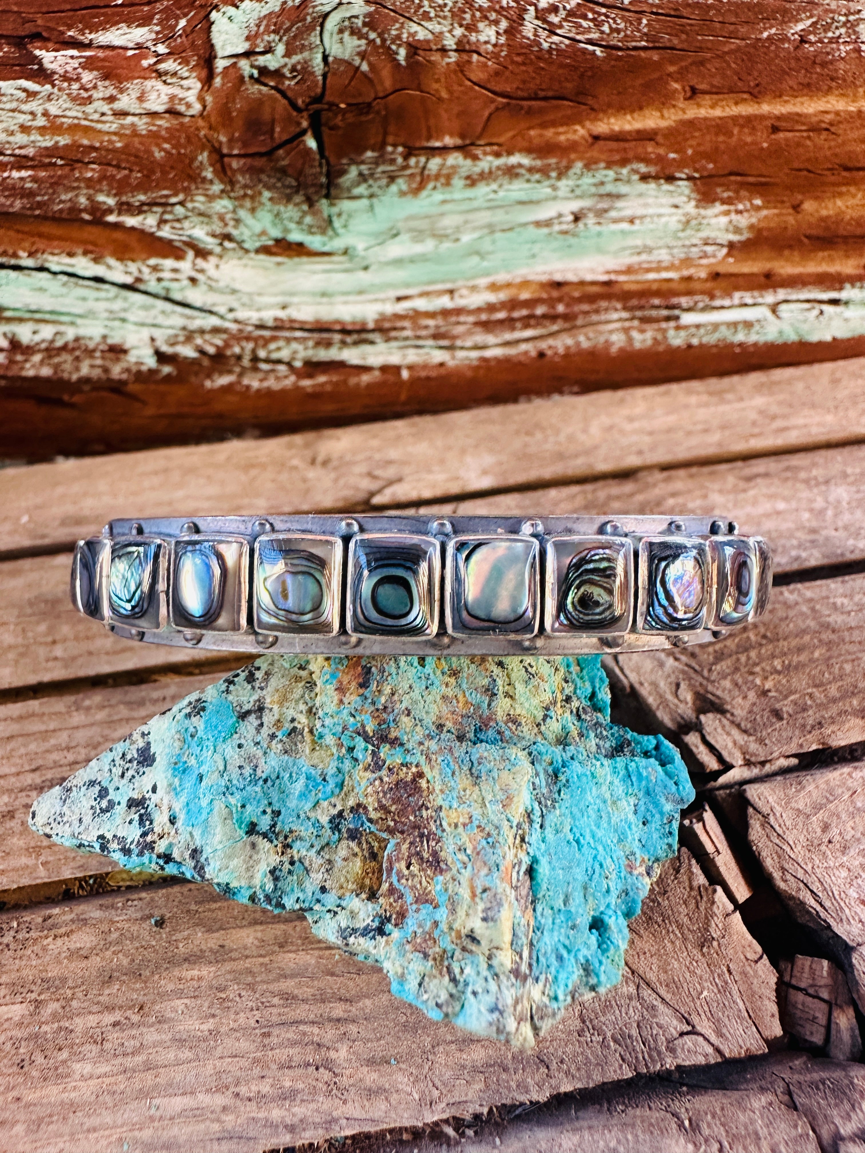 Handcrafted Sterling Silver and Abalone Cuff Bracelet by Federico Jimenez