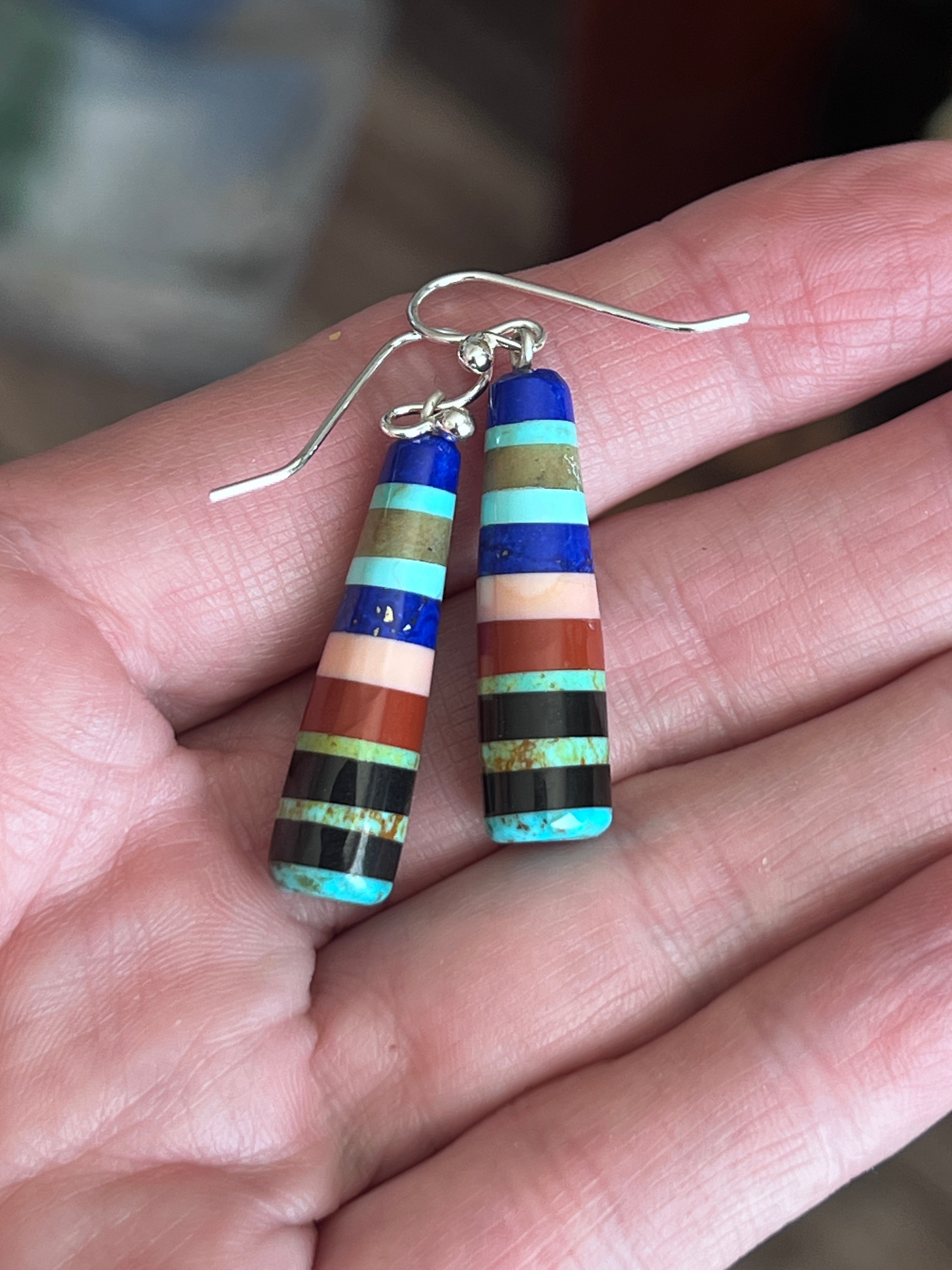 Santo Domingo Layered Multistone Earrings by Ronald Chavez, Stacked Gems #3