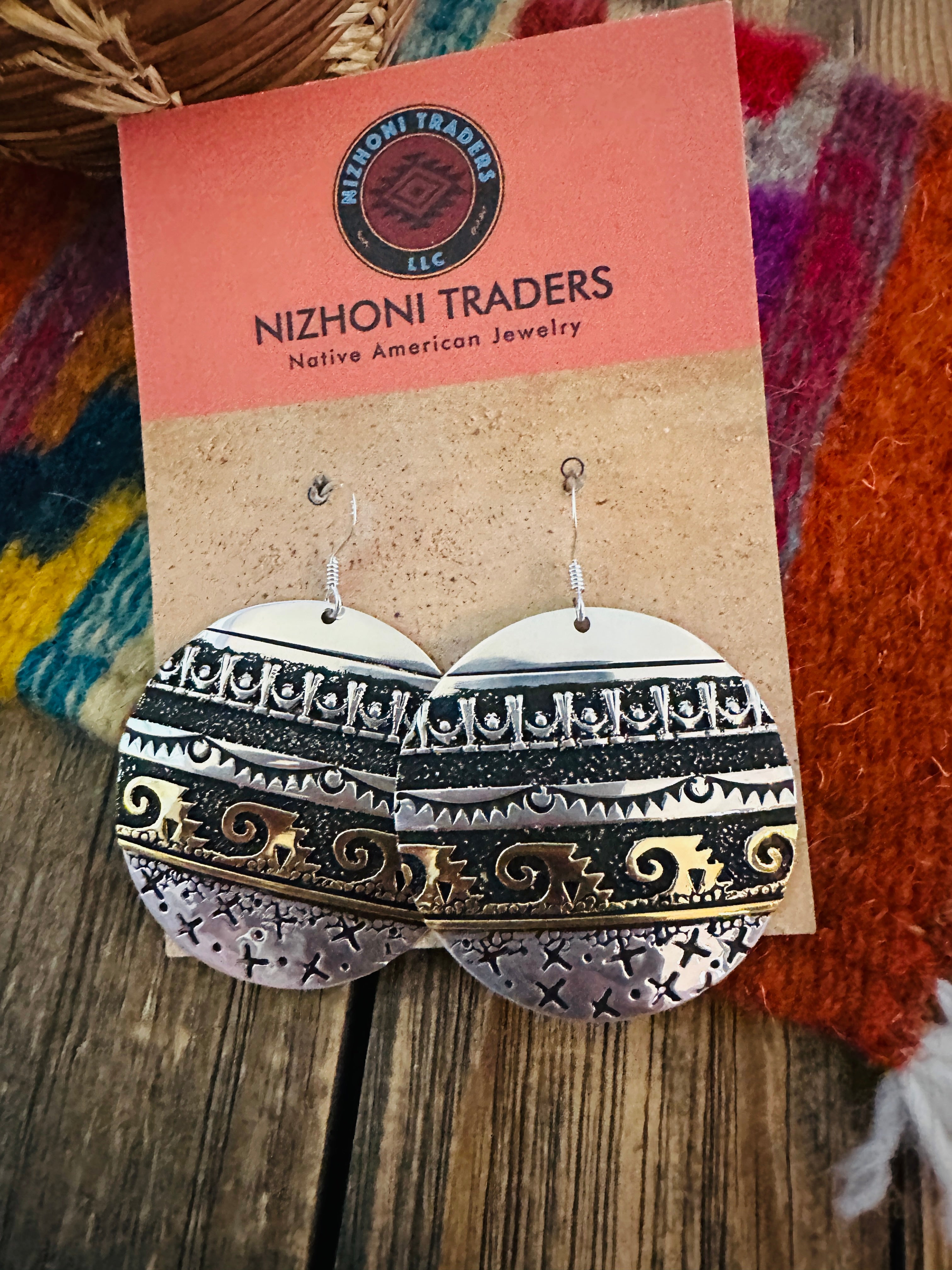 Handcrafted Sterling Silver & Copper Dangle Earrings by Rose Singer