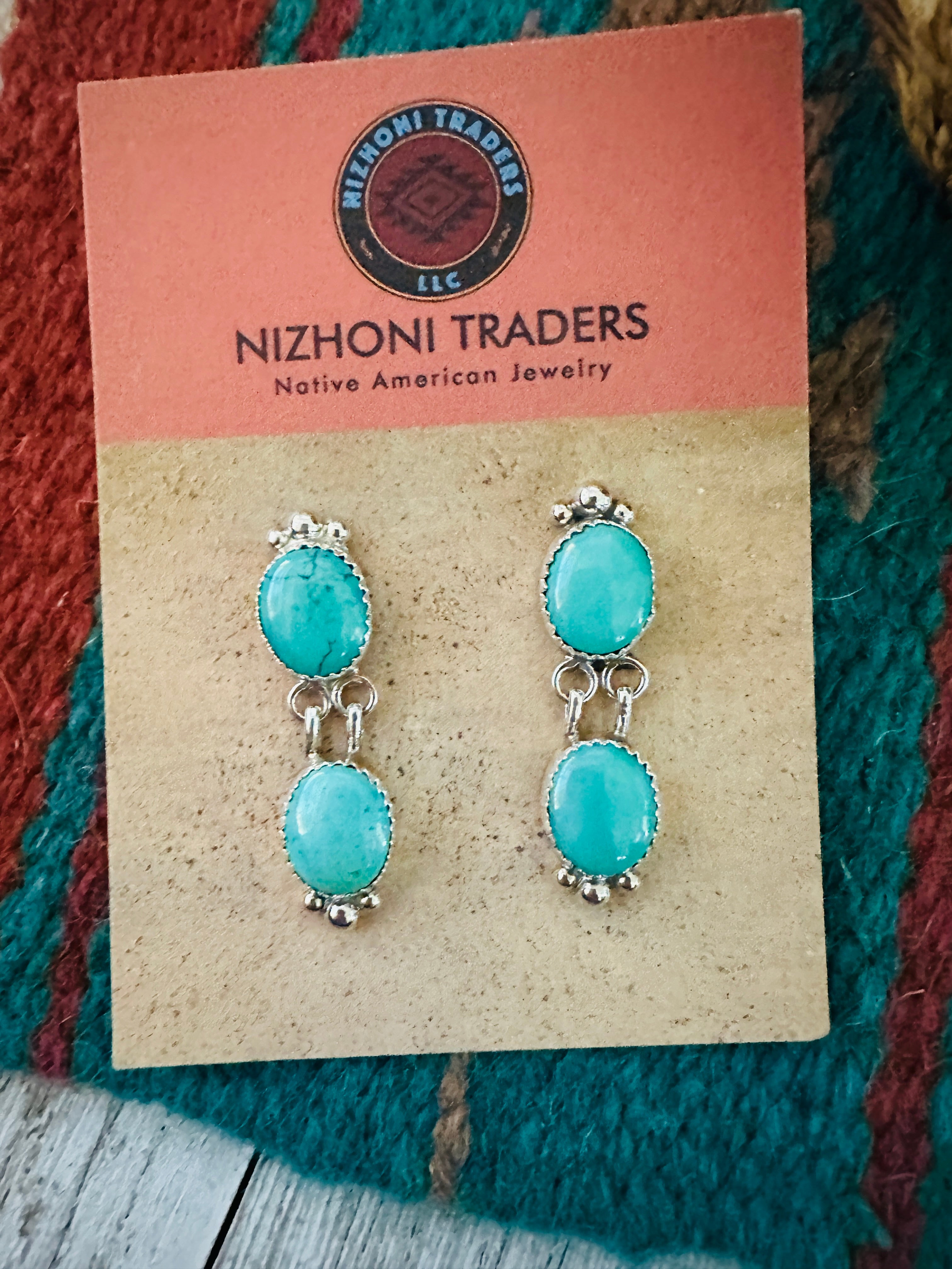 Navajo Turquoise & Sterling Silver Dangle Earrings