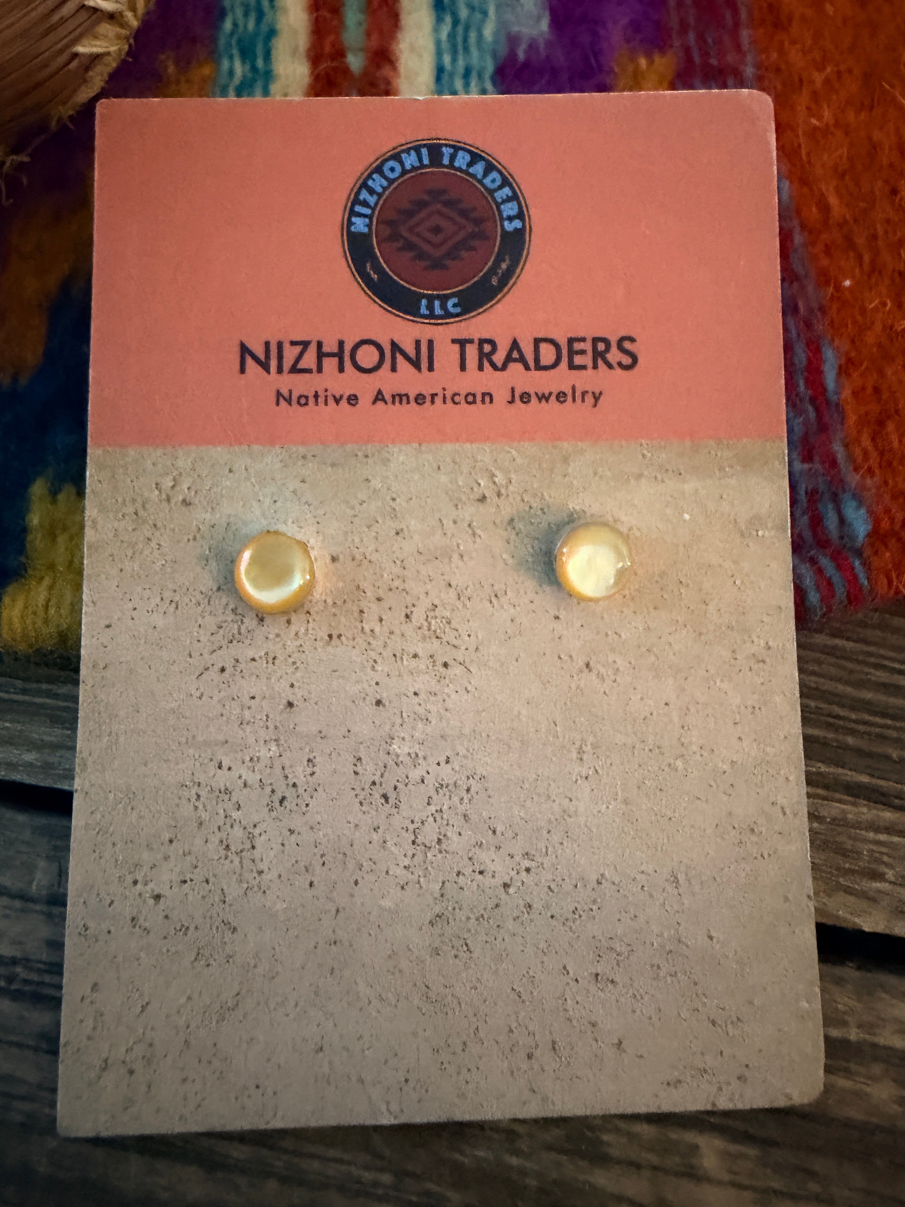 Handcrafted Sterling Silver and Mother of Pearl Stud Earrings
