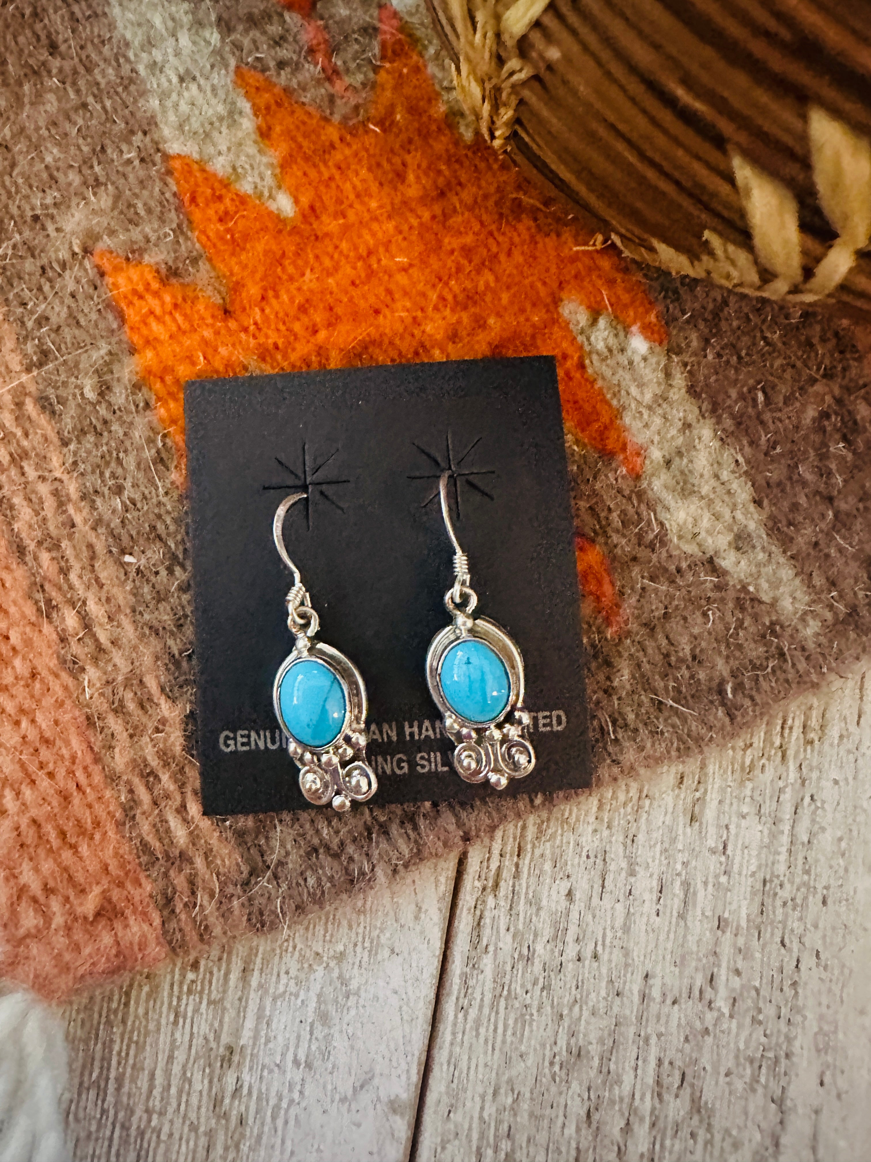 Handcrafted Sterling Silver & Turquoise Dangle Earrings