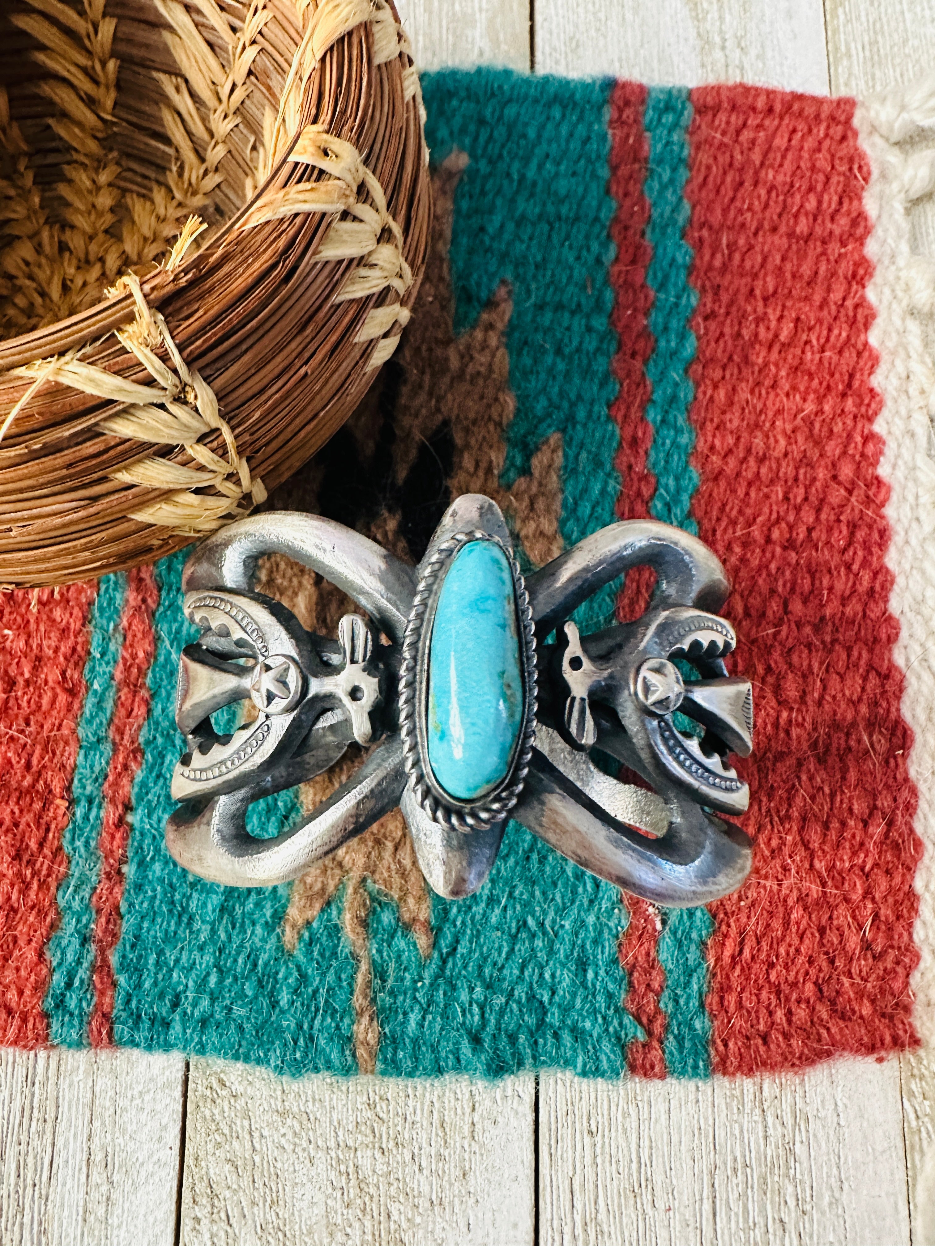 Handcrafted Turquoise & Sterling Silver Cuff Bracelet by Chimney Butte