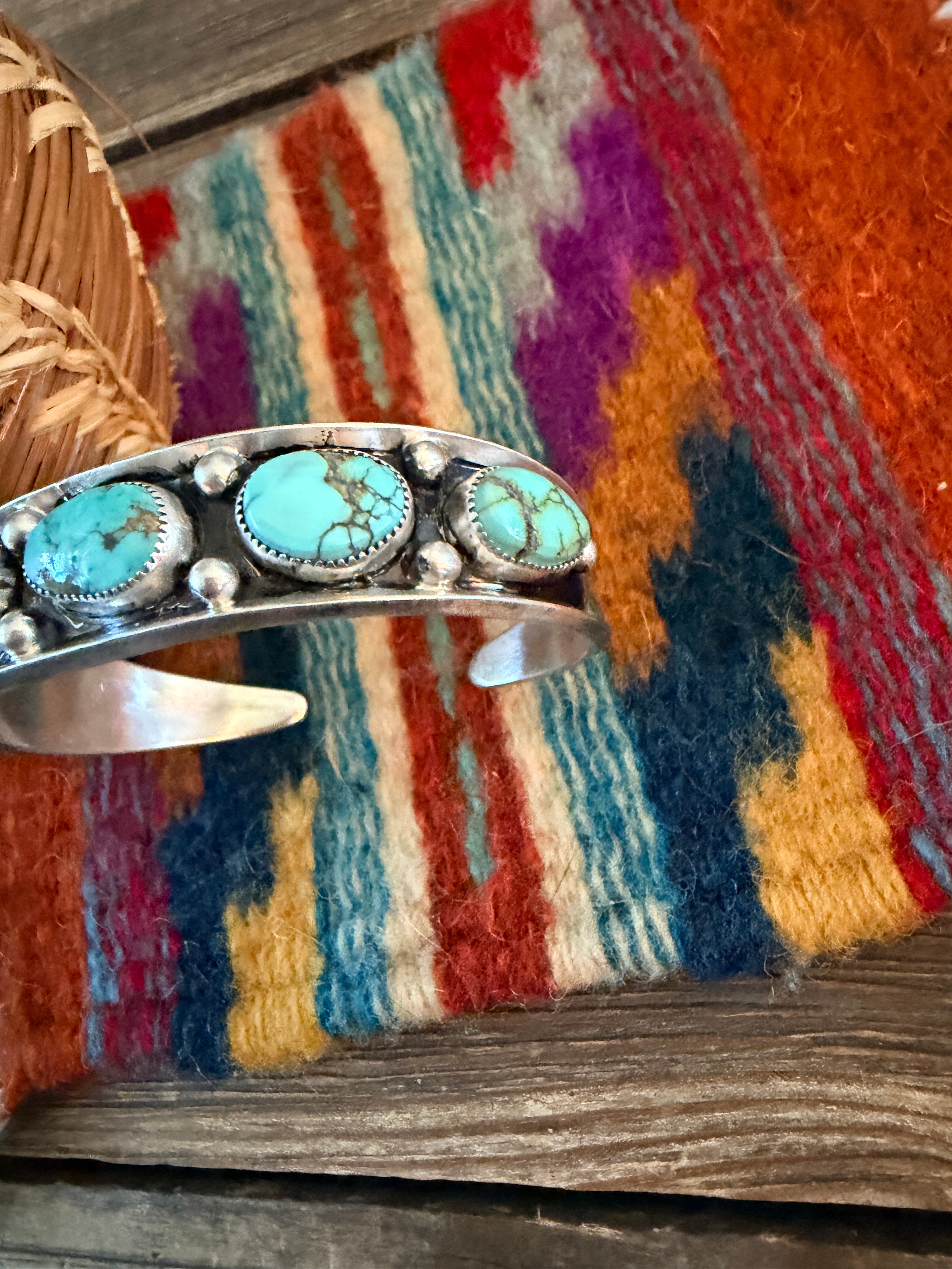 Handcrafted Royston Turquoise & Sterling Silver Cuff Bracelet by Paul Largo