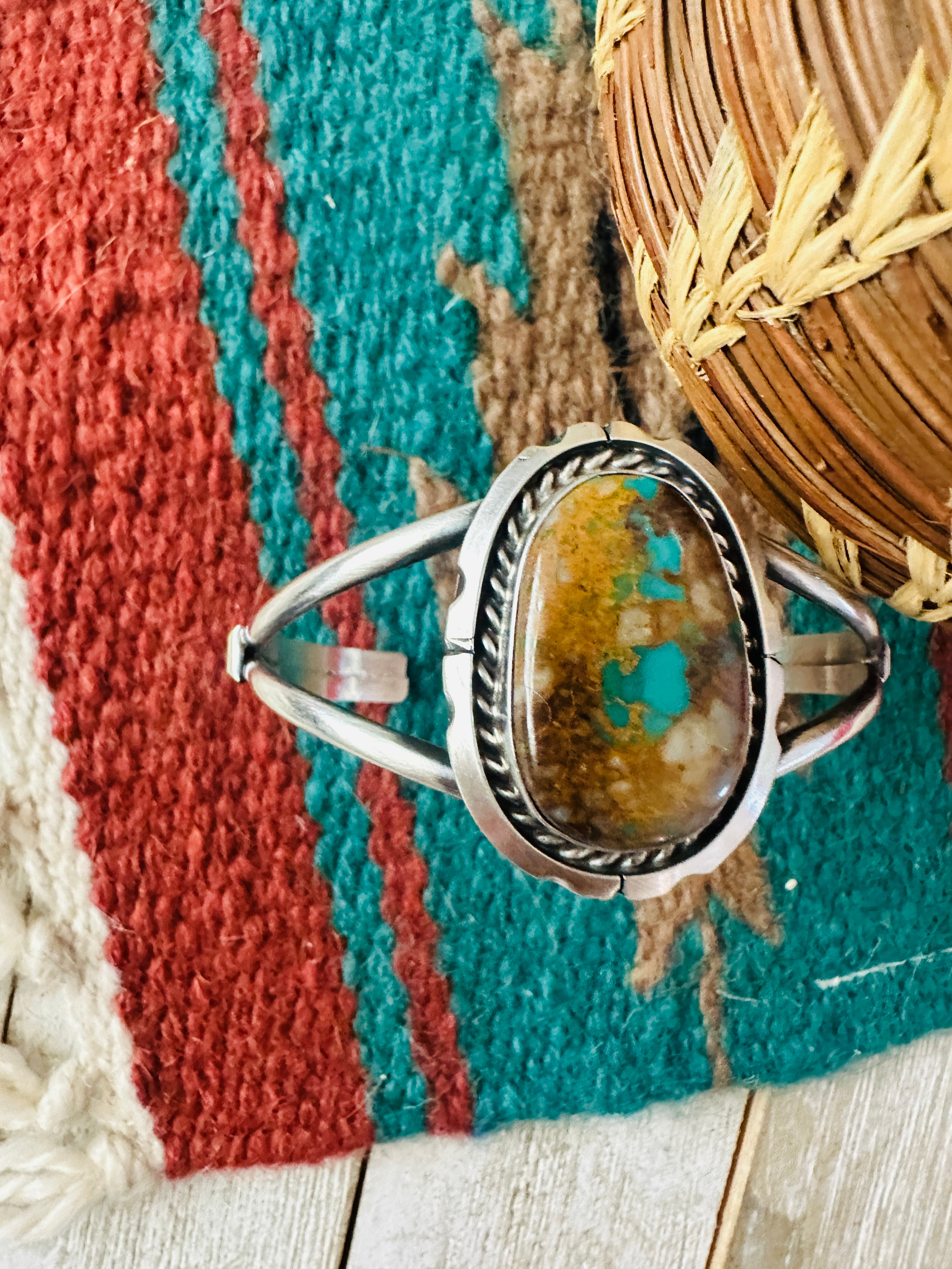 Handcrafted Sterling Silver & Royston Turquoise Cuff Bracelet