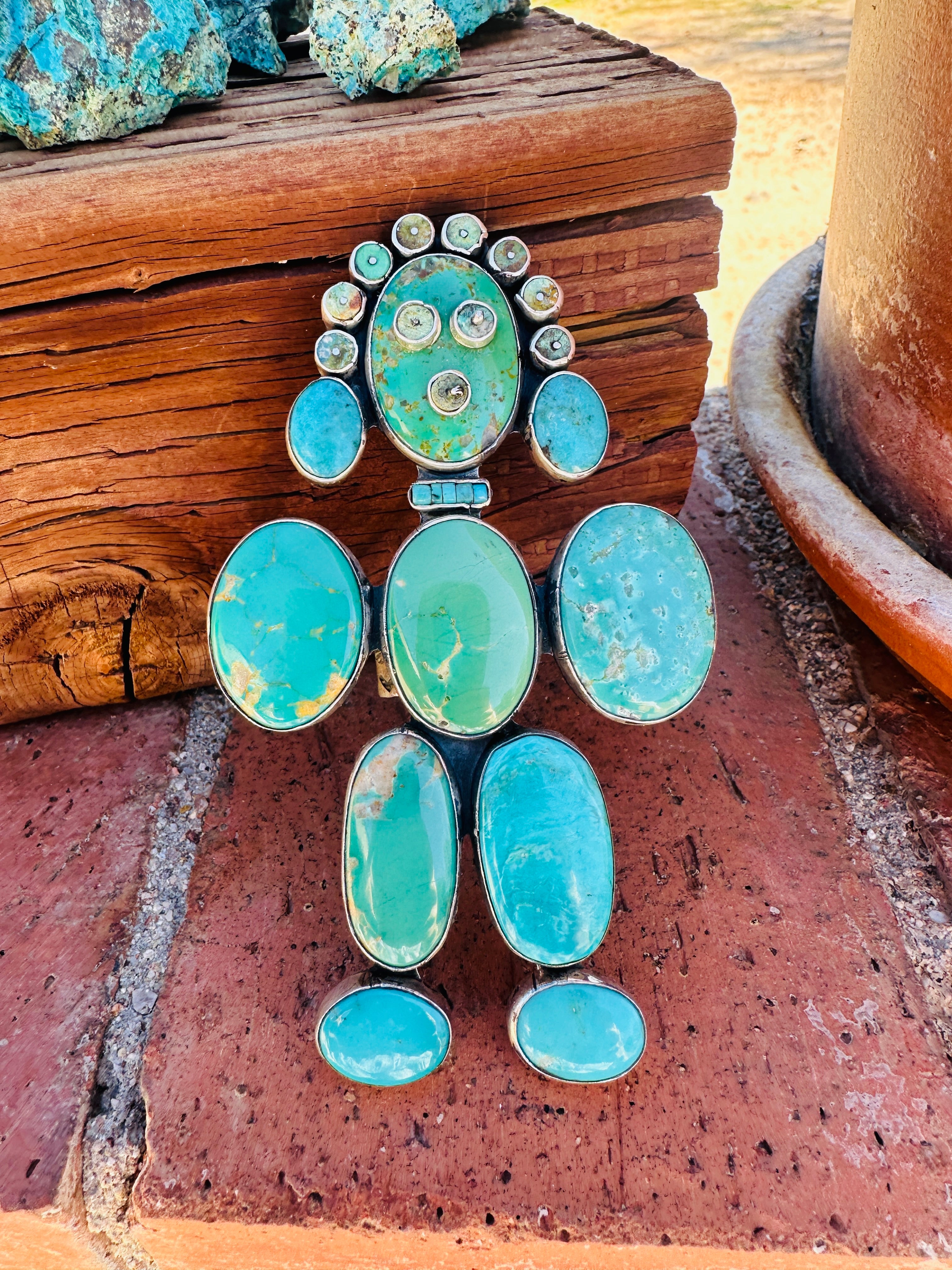 Handcrafted Turquoise & Sterling Silver Adjustable Kachina Ring by Federico Jimenez
