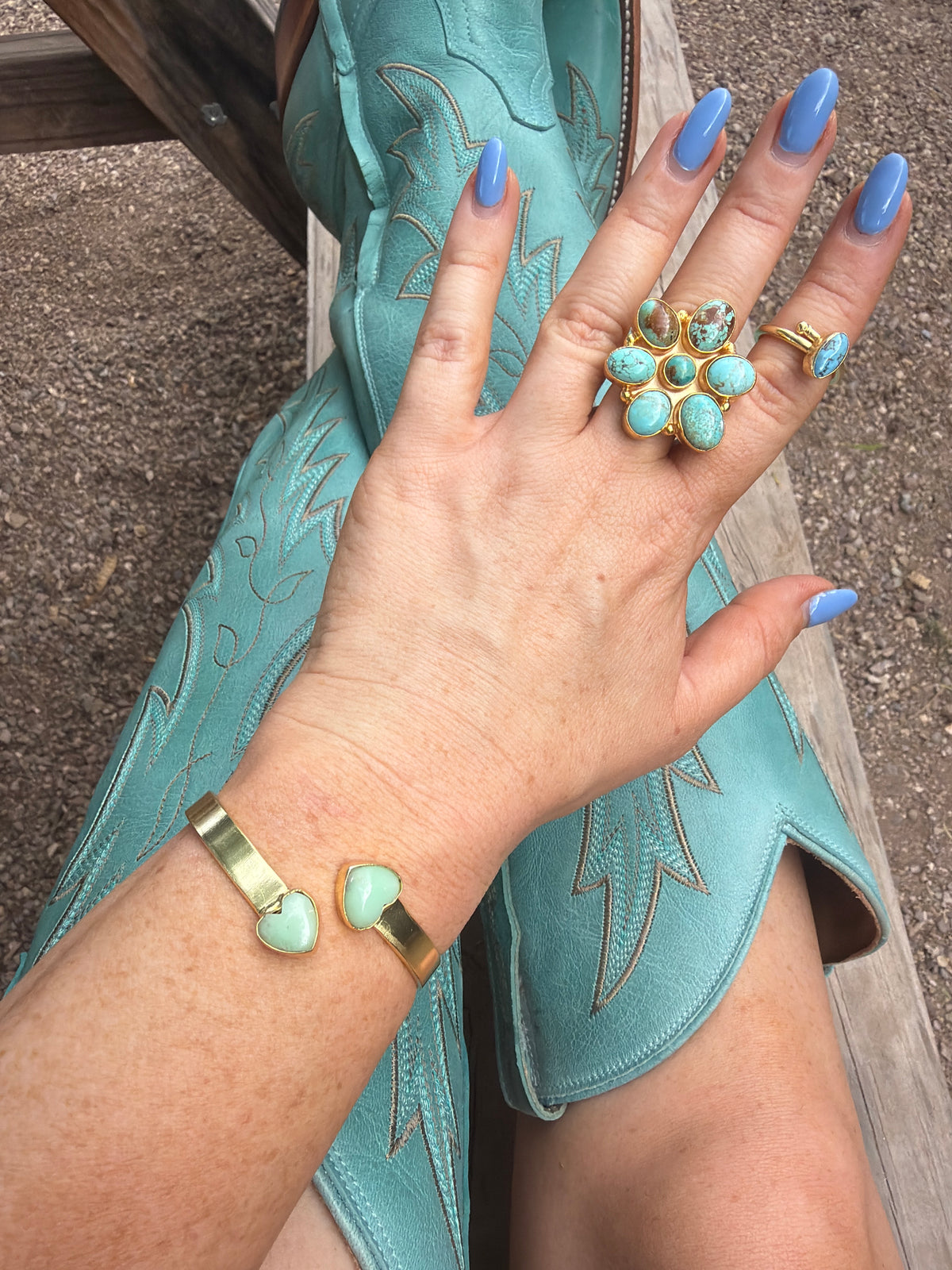 “The Golden Collection” Painted Desert Handmade Paloma Gold Plated Adjustable Heart Bracelet Cuff STYLE 4